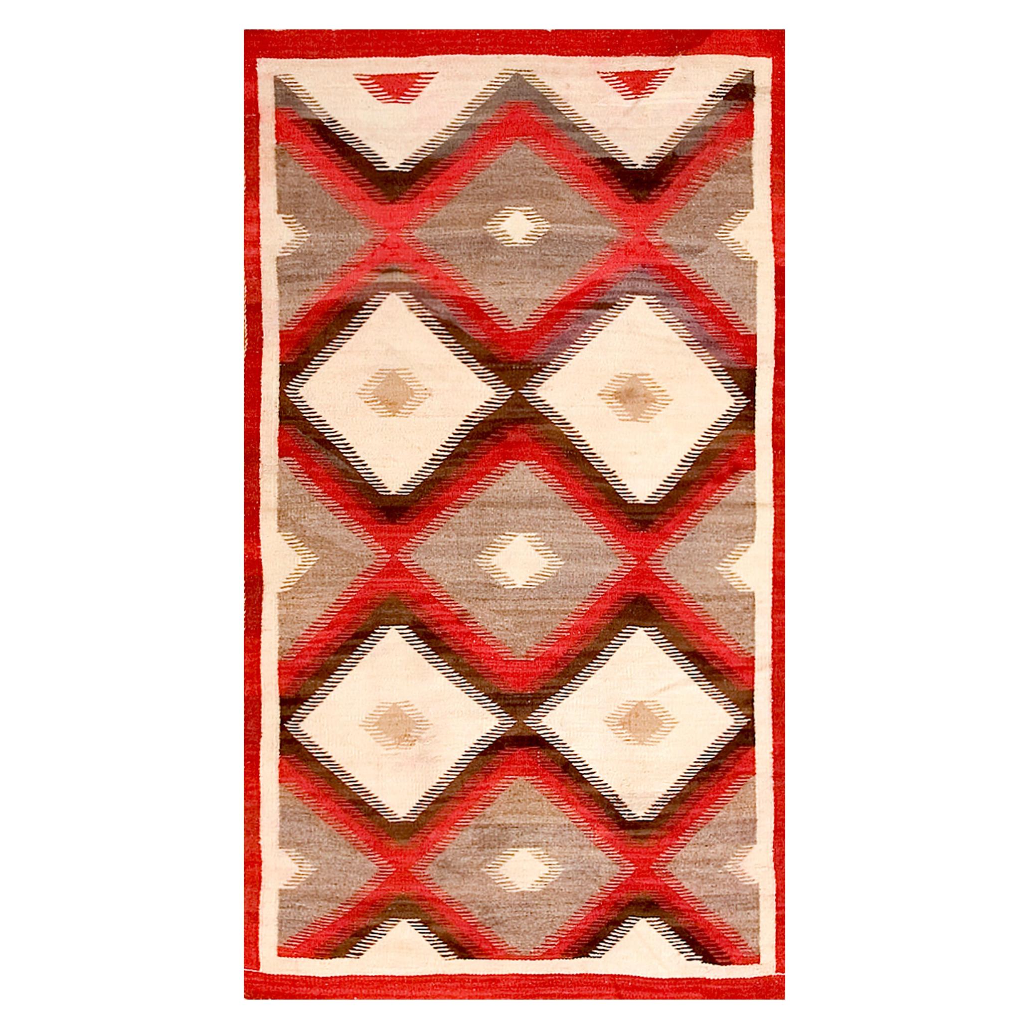 Alfombra Navajo Americana de principios del siglo XX ( 3' x 5'6" - 91 x 168 )