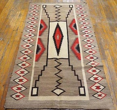 Special Grey Background with Red-Black Accents Storm Pattern American Navajo Rug