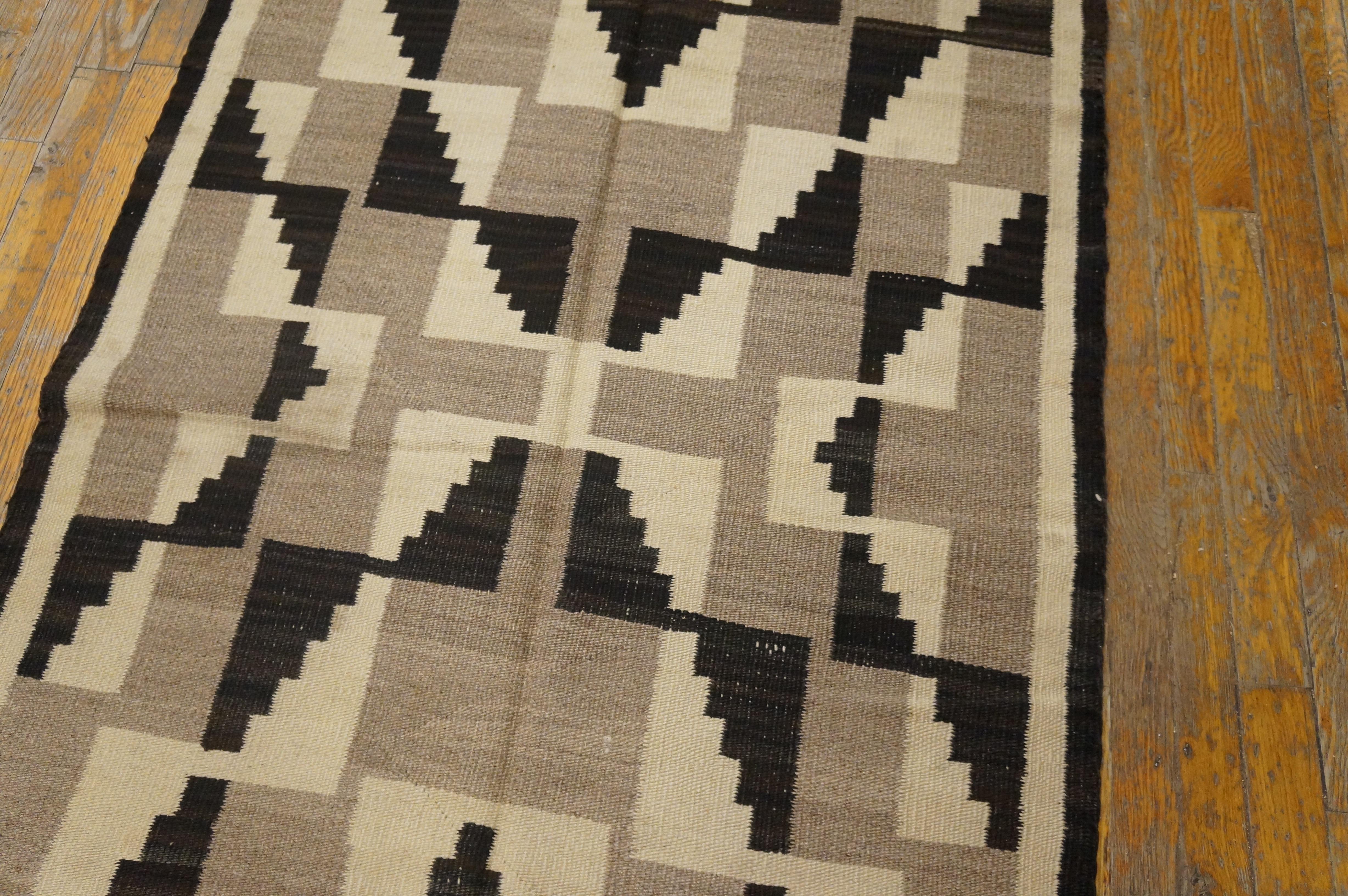 Noué à la main Tapis Navajo américain du début du 20ème siècle ( 3' x 5'4