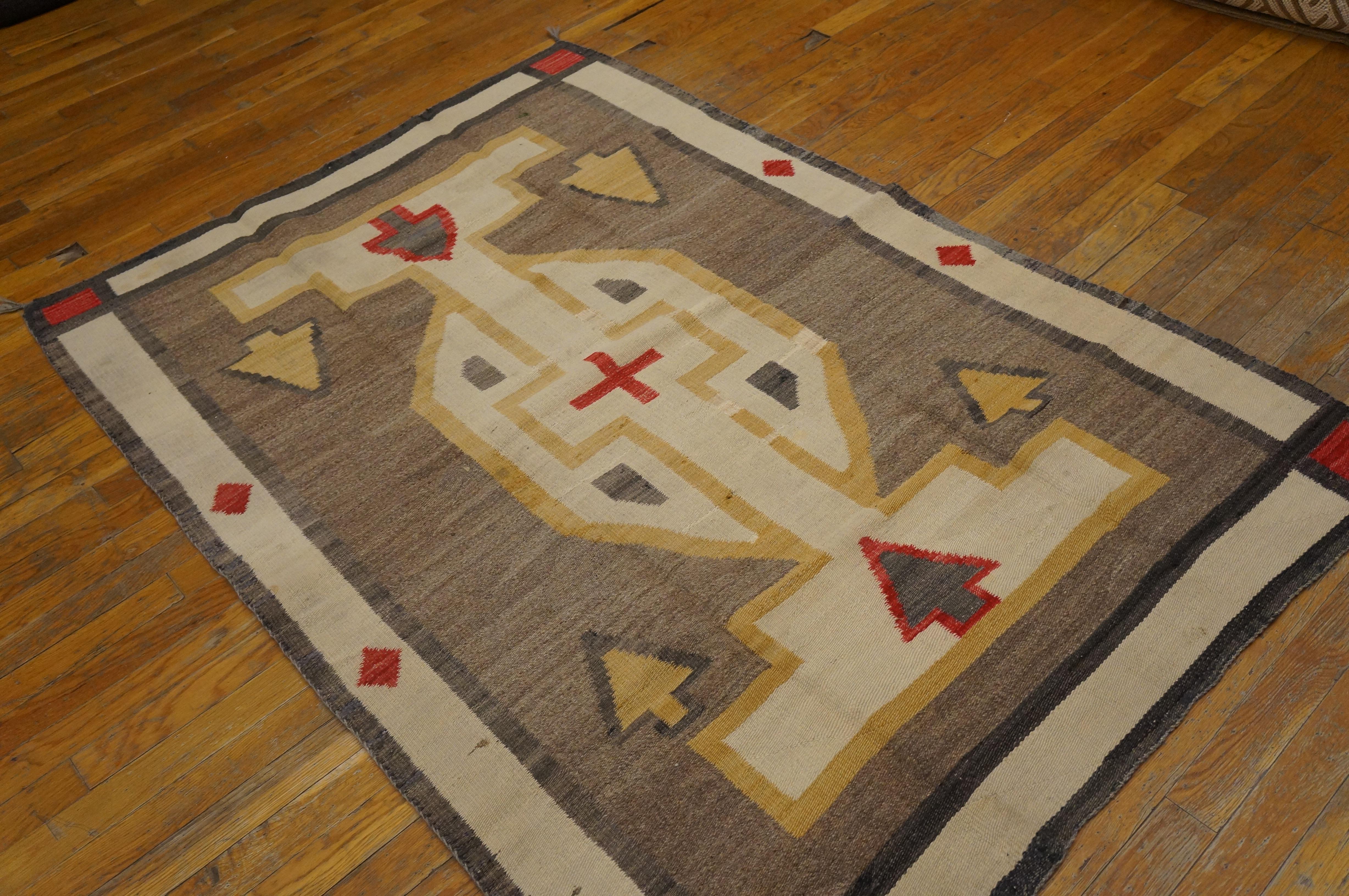 Wool Early 20th Century American Navajo Carpet ( 3'10