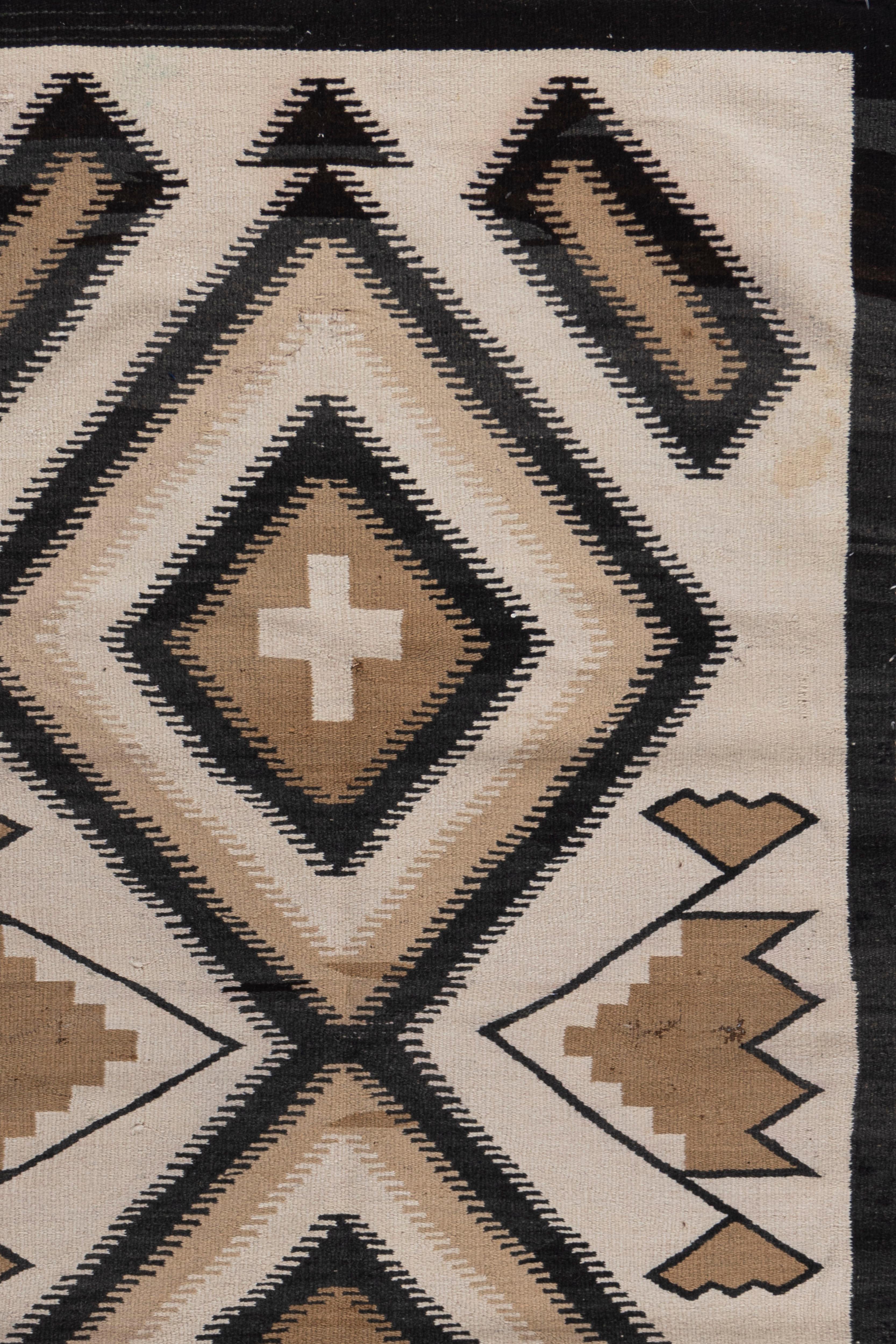 Antique Navajo Rug 3'7 X 6'9. Navajos are usually in scatter sizes and larger, room size pieces are both extremely rare and highly desirable . As perpetually fashionable as they are collectible, traditional Navajo rugs, skillfully woven by members