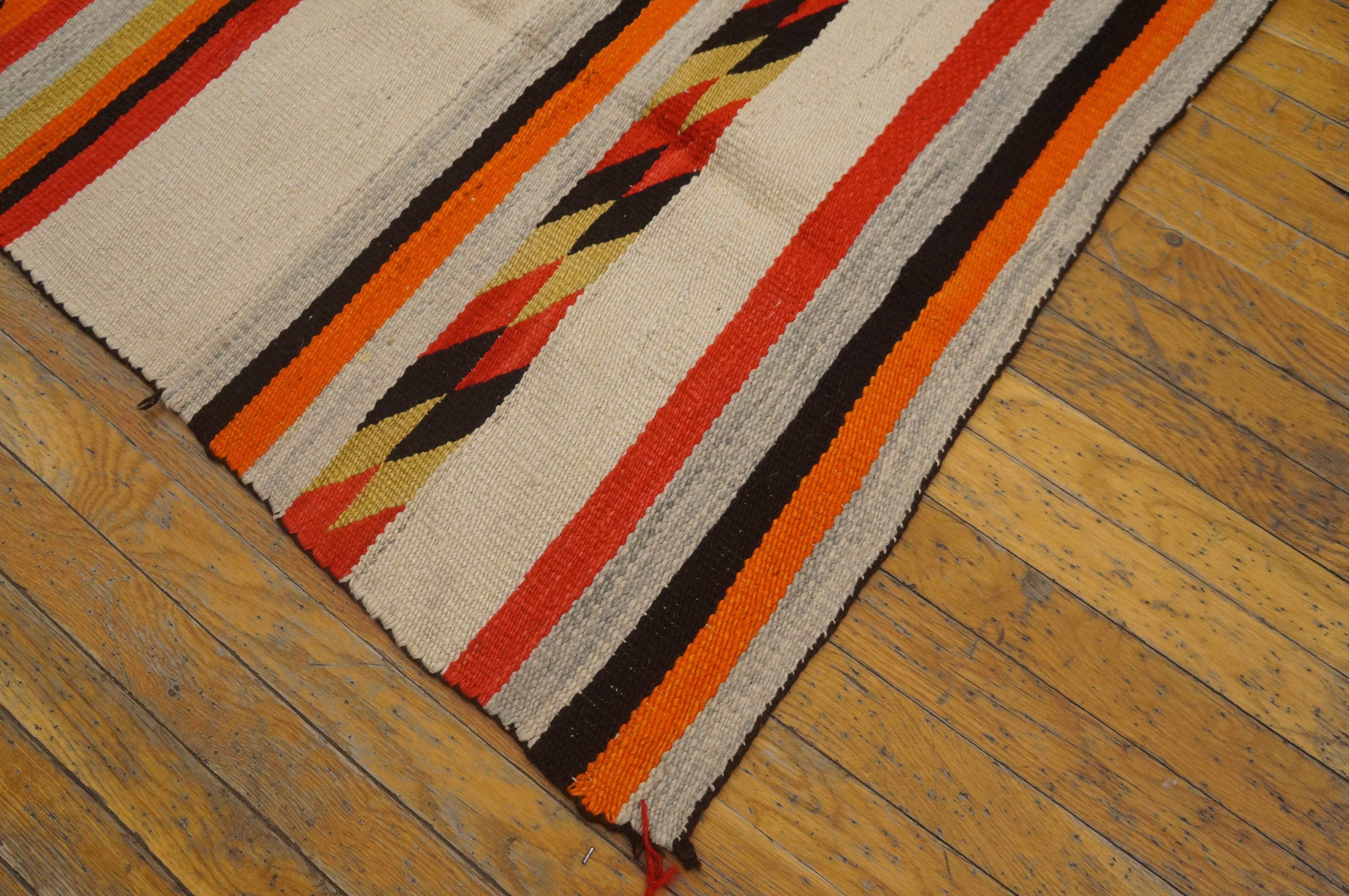 Hand-Woven Early 20th Century American Navajo Carpet ( 4'2