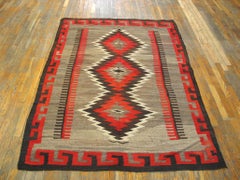 Fascinating Grey Ground Color With Central Vibrant Medallion Antique Navajo Rug