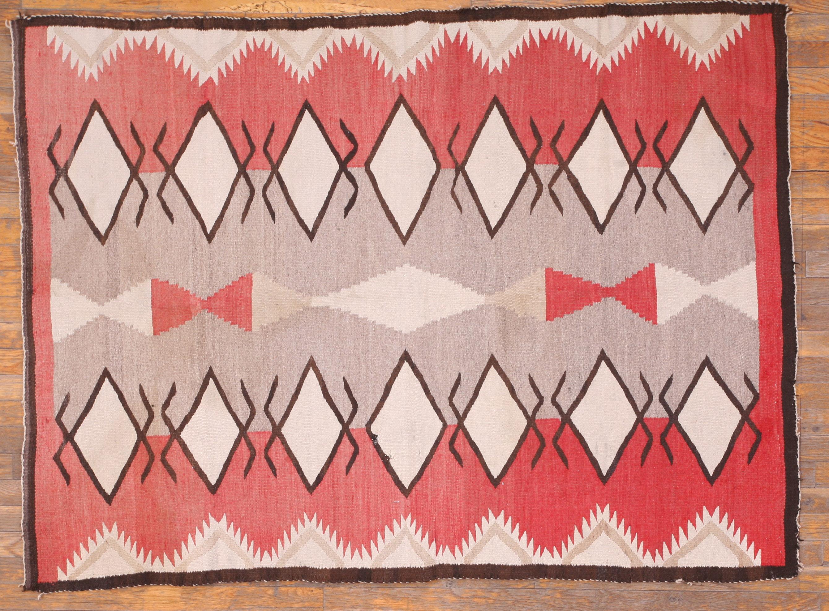 Wool Early 20th Century Navajo Carpet ( 4'2