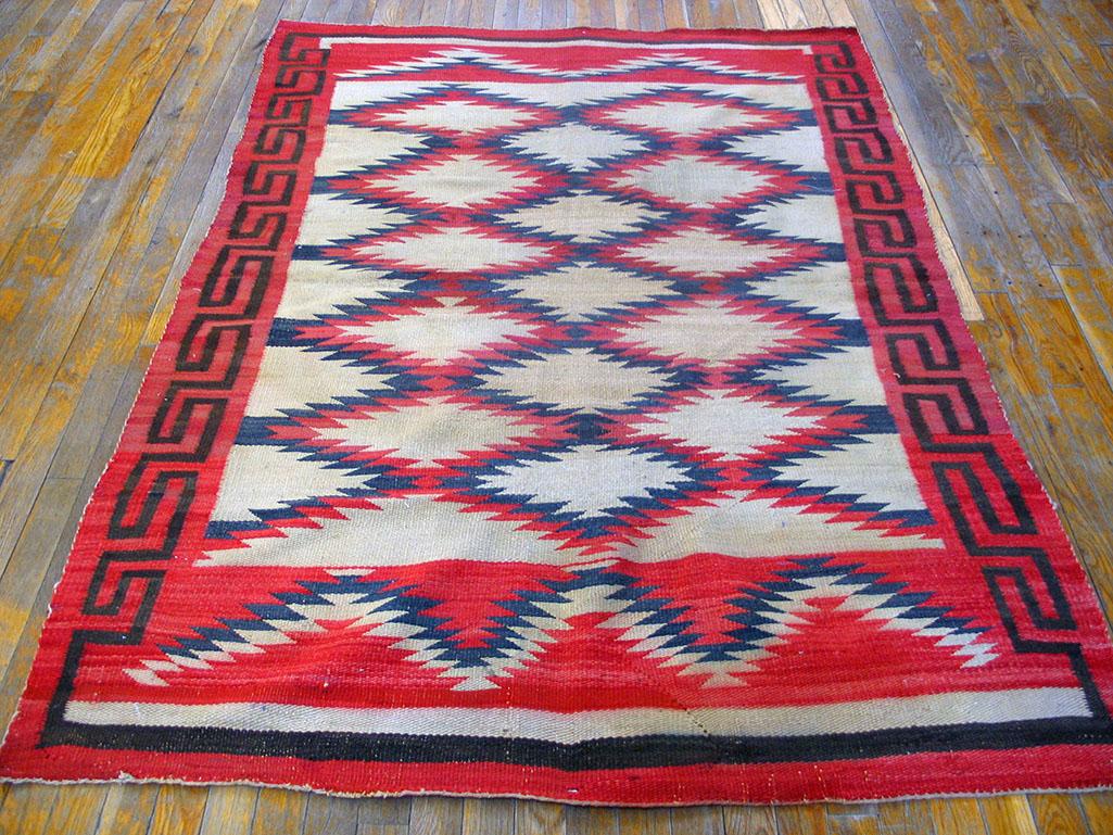 Hand-Woven 1930s American Navajo Carpet ( 4'5