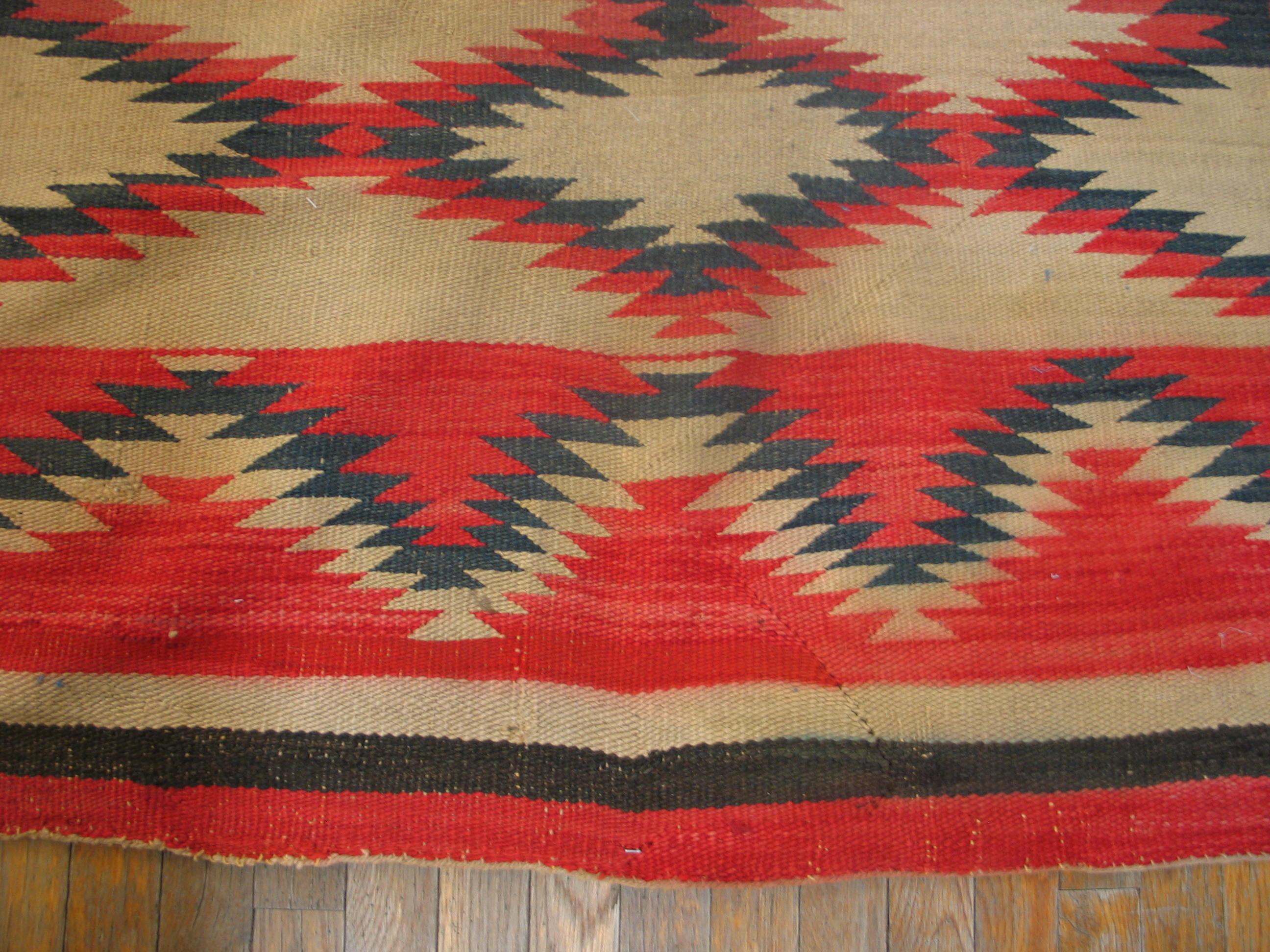 Wool 1930s American Navajo Carpet ( 4'5