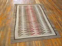 1920s Earth Tone Brown Red Antique American Navajo Rug 4'9" x 7'7" Wool Carpet