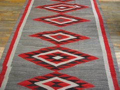 1910 Grey Red Black Antique Tribal Navajo Rug 5'9" x 9'3" Geometric Wool Carpet