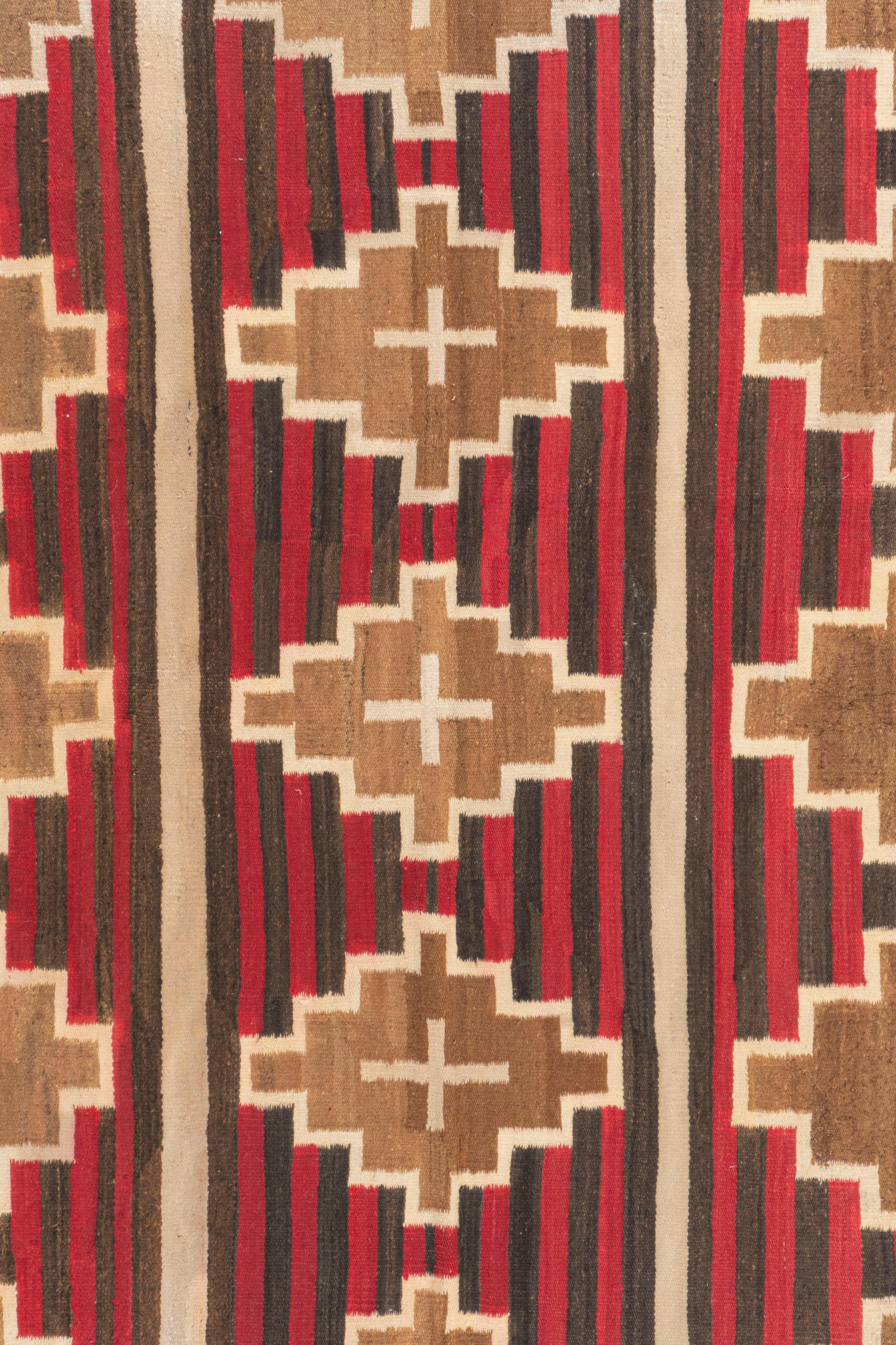 19th Century Antique Circa 1900 Navajo Hand Woven Red Black Rug 5'1 X 5'8 For Sale
