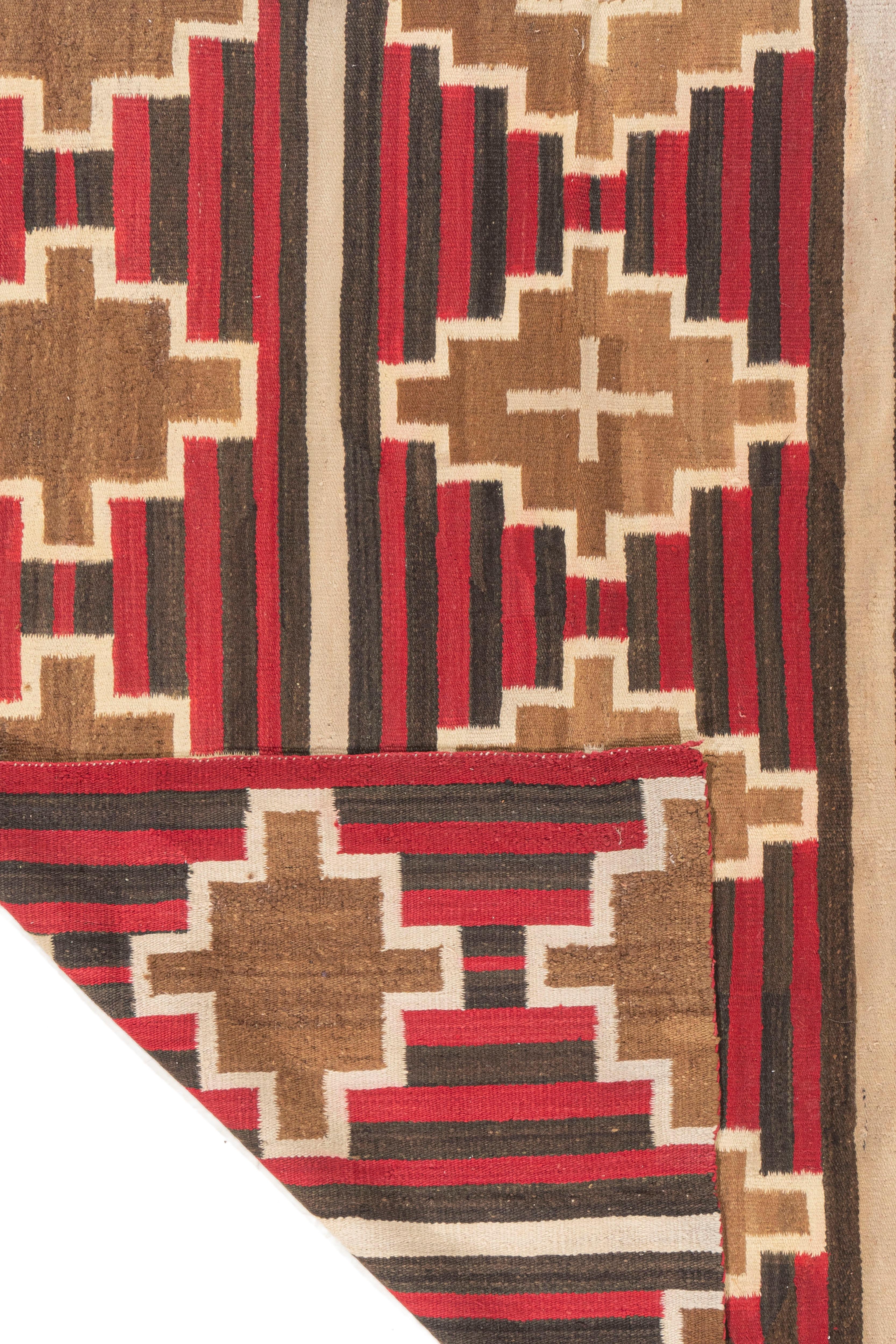 Antique Circa 1900 Navajo Hand Woven Red Black Rug 5'1 X 5'8 For Sale 1