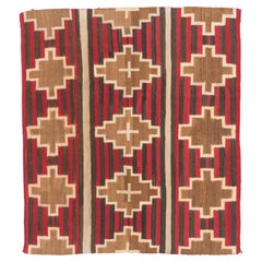 Antiquités Circa 1900 Navajo Hand Woven Red Black Rug 5'1 X 5'8