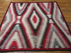 Outstanding Ivory and Red Color with Rhombus Patter Desing Antique Navajo Rug