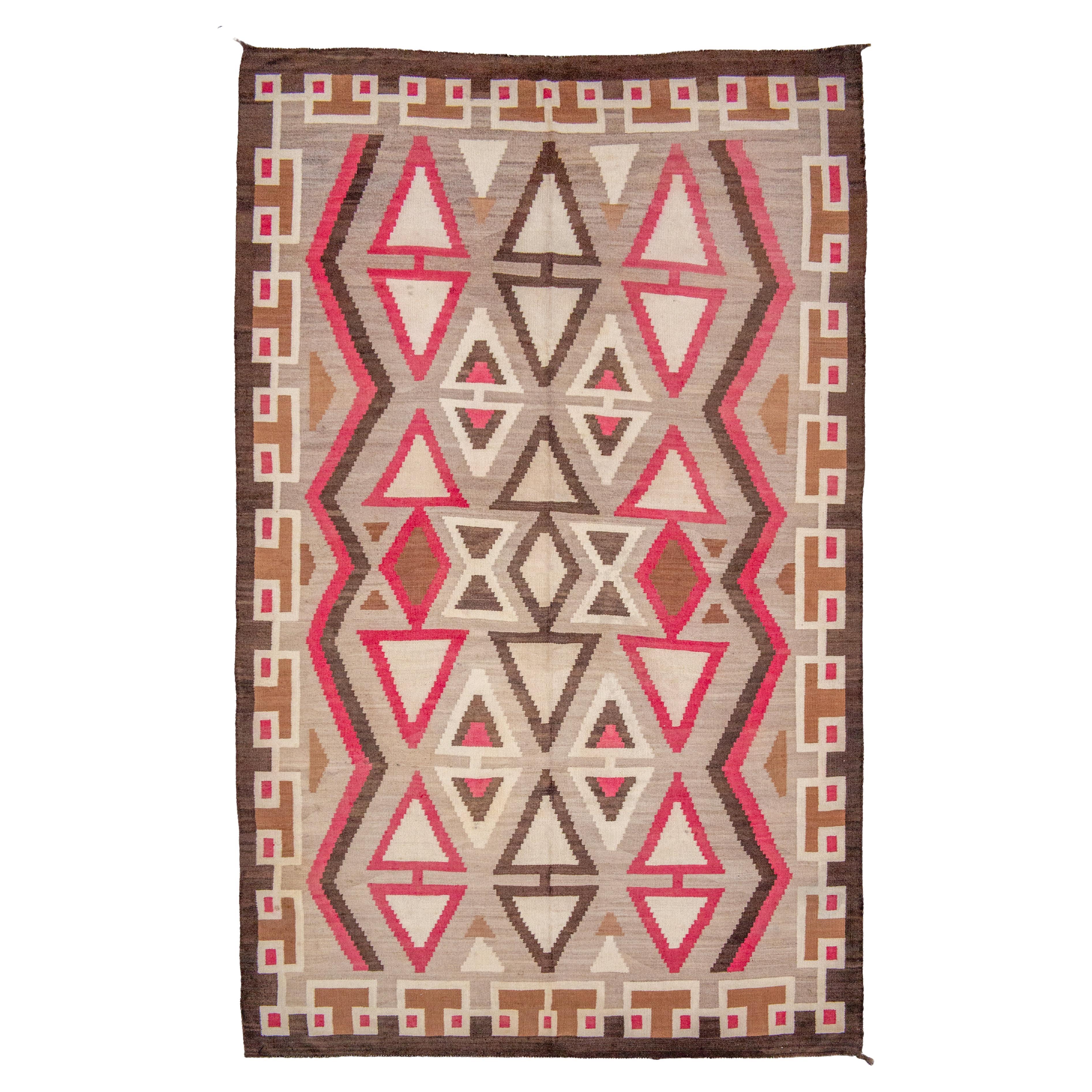 Antique Handwoven Navajo Rug, Early 20th Century