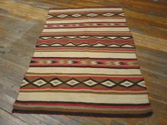 Delicate Red and Cream Ivory Style Scatter Geometric Antique American Navajo Rug