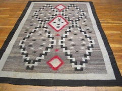 Charming Grey and Black Color Diamond Pattern Antique American Navajo Rug