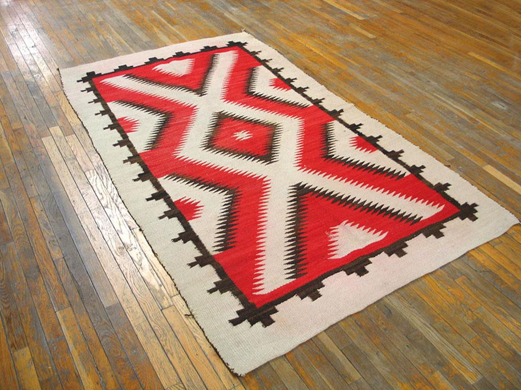 Hand-Knotted Early 20th Century American Navajo Carpet ( 5'2