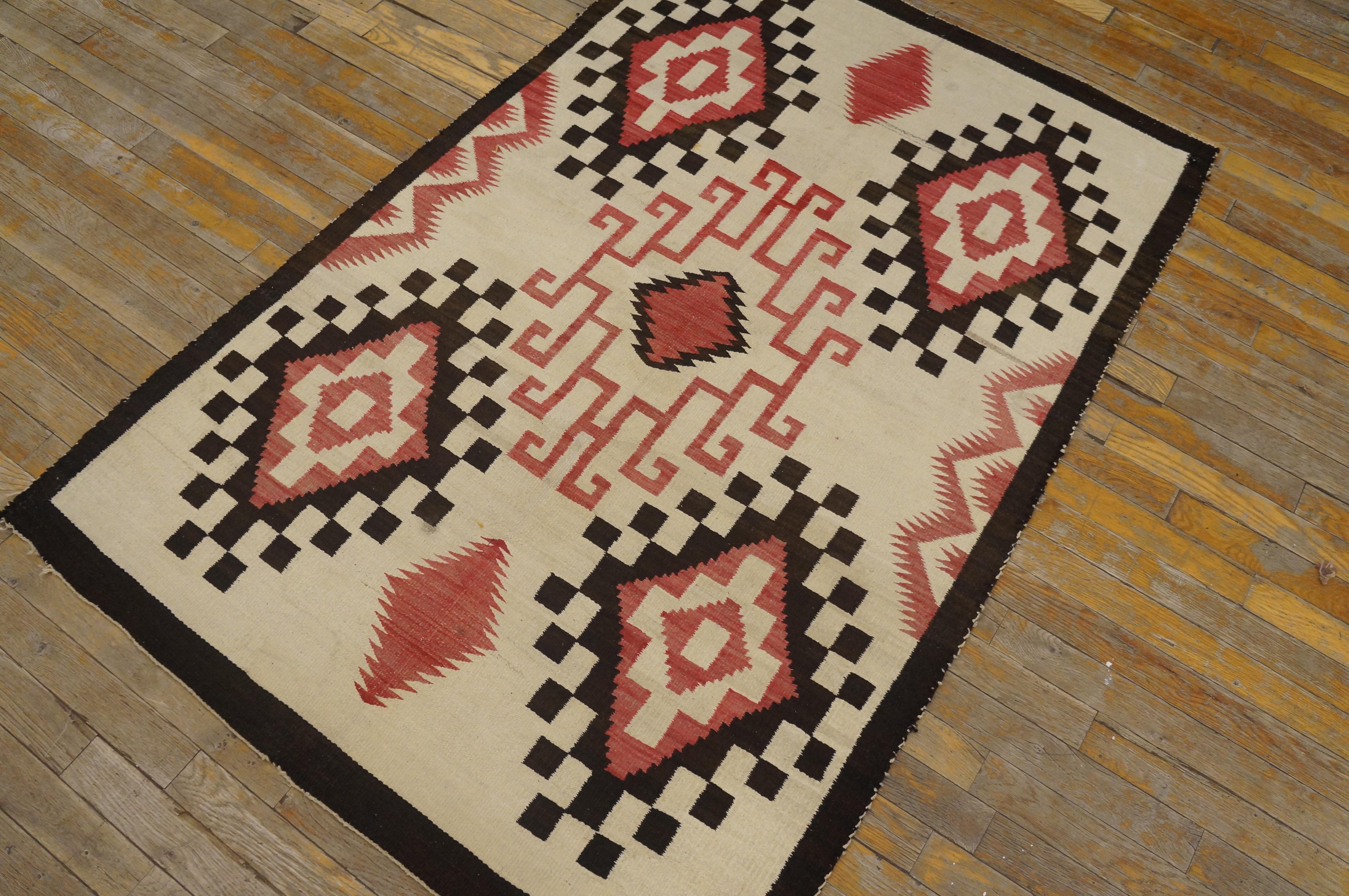 Hand-Woven Antique Navajo Rug 3'5