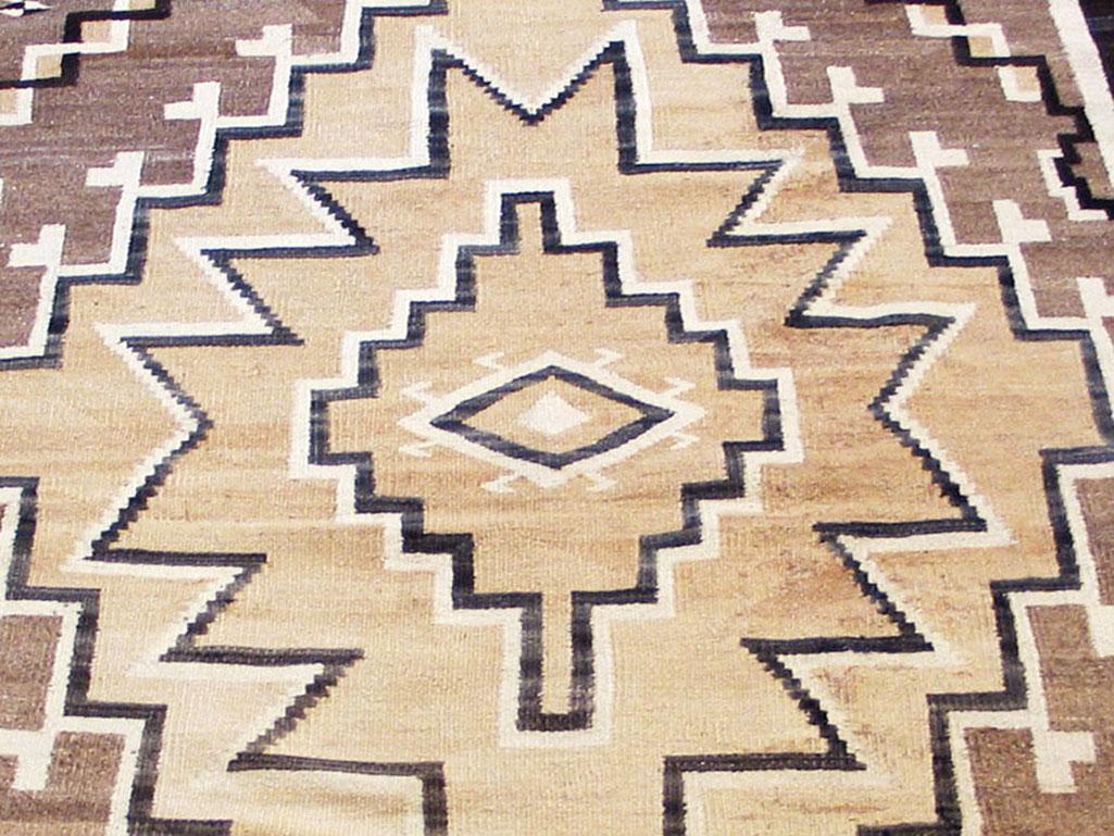 Woven Early 20th Century American Navajo Two Grey Hills Carpet ( 3'8