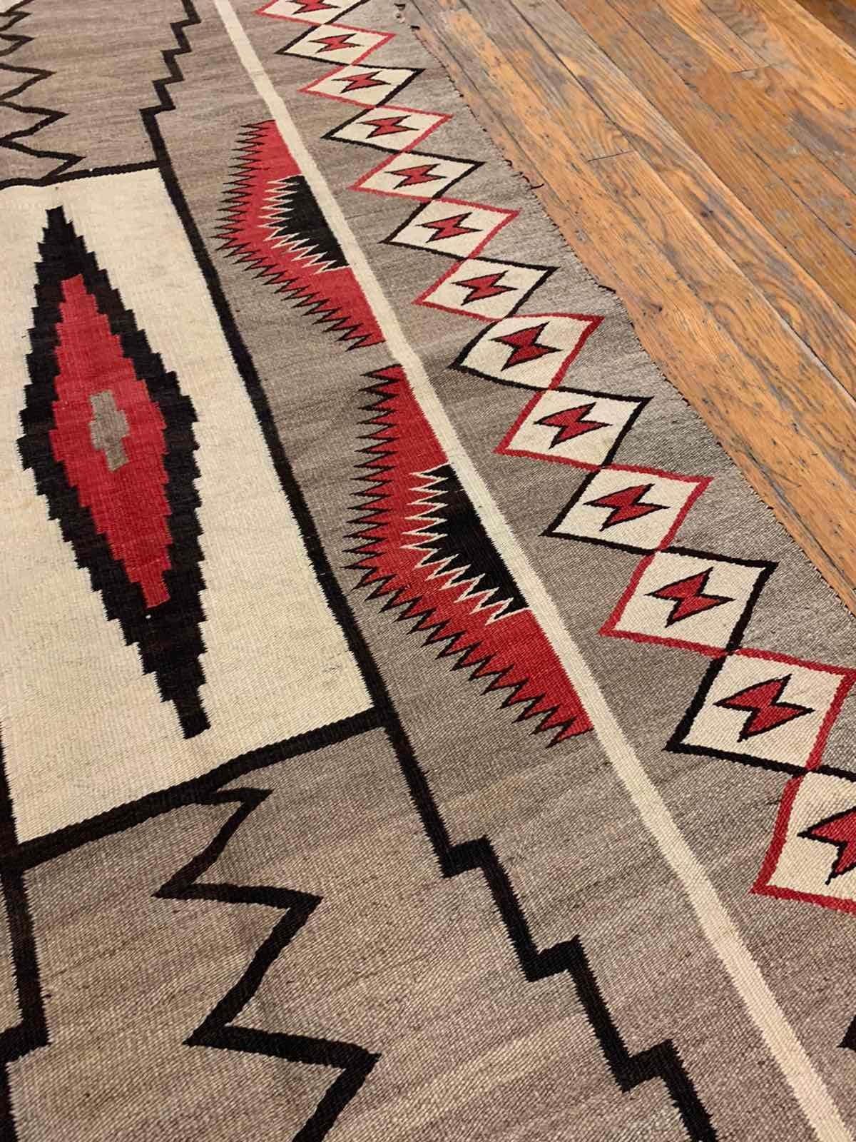 Wool Early 20th Century American Navajo Storm Pattern Carpet ( 3' x 5'7