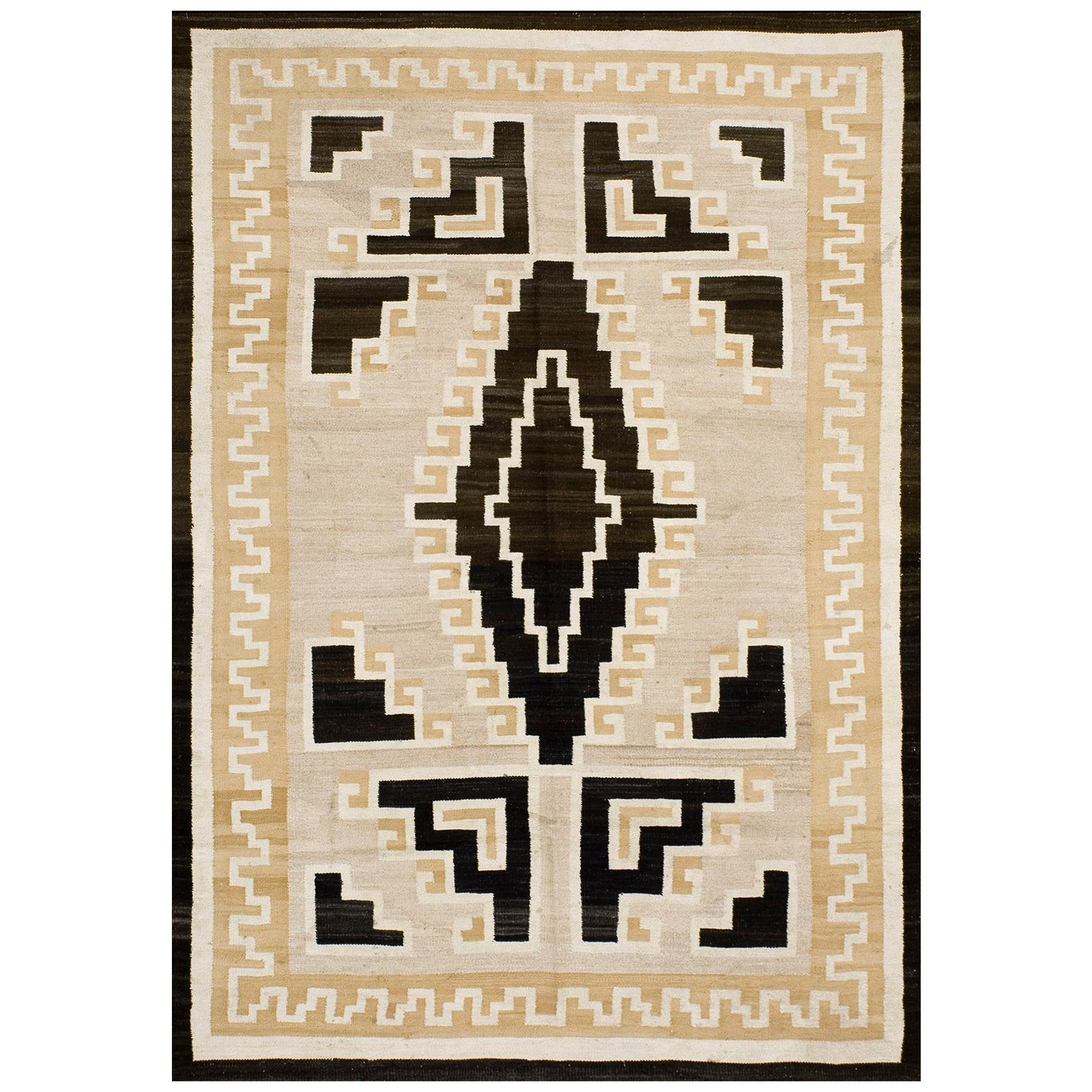 1930s American Two Grey Hills Navajo Carpet ( 5'4" x 7'10" - 165 x 240 ) For Sale