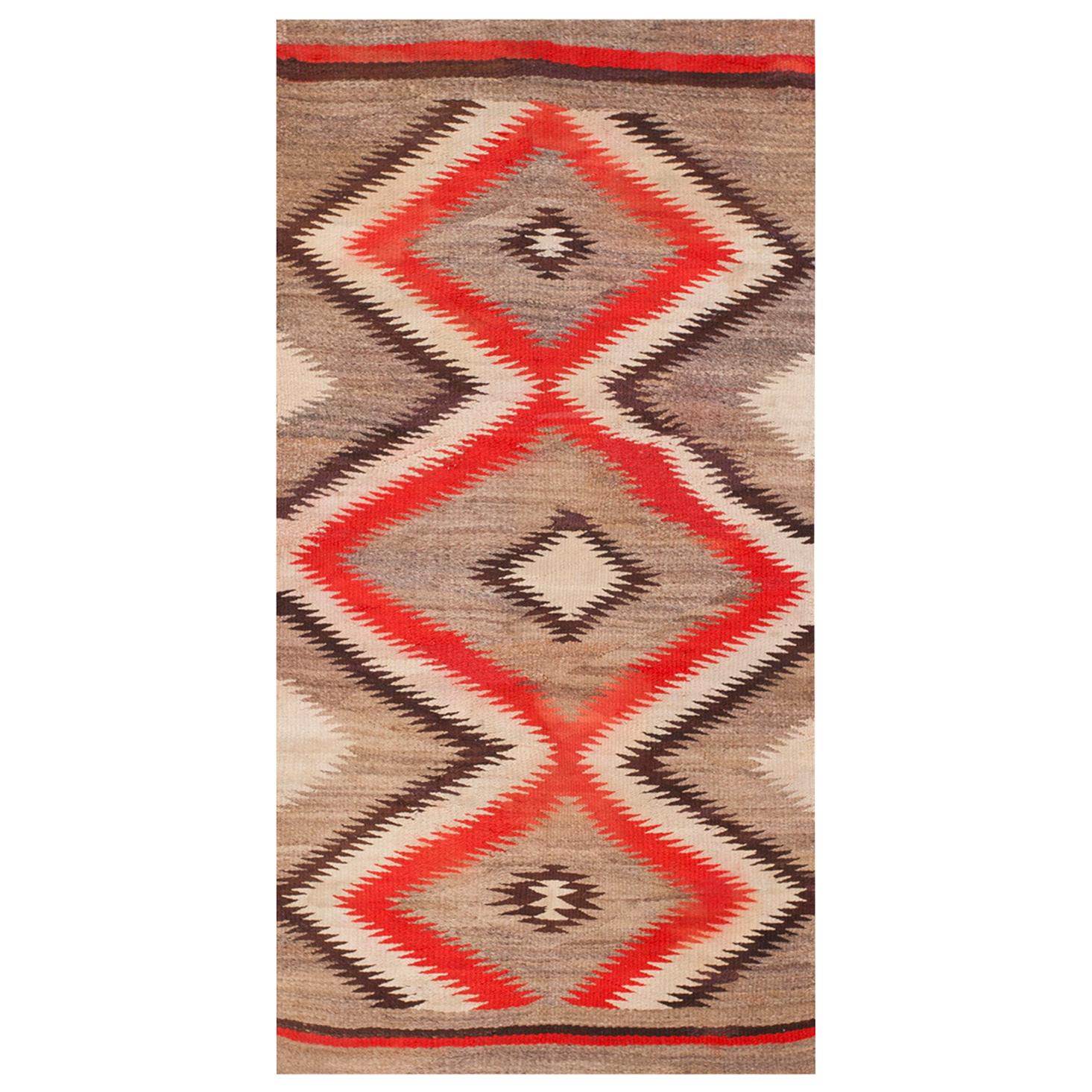 Early 20th Century American Navajo Carpet ( 3'10" x 7'4" - 116 X 223 )