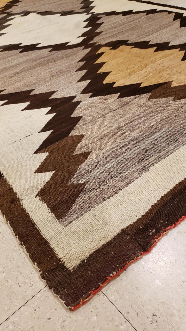 Antique Navajo Rug, Handmade Wool Oriental Rug, Gray, Beige, Caramel and Brown at 1stDibs