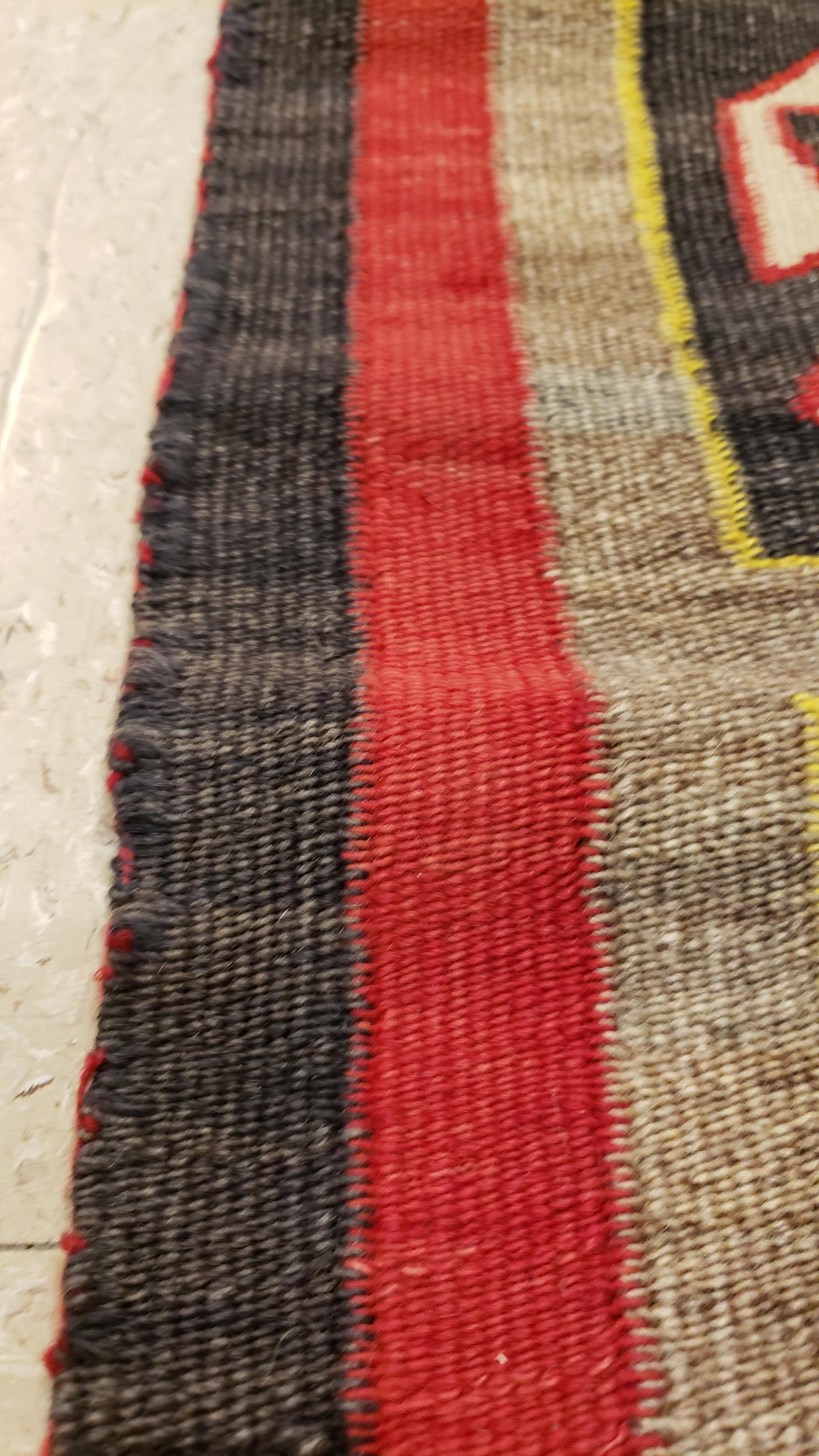Antique Navajo Rug, Handmade Wool Oriental Rug, Red, Beige and Brown 5