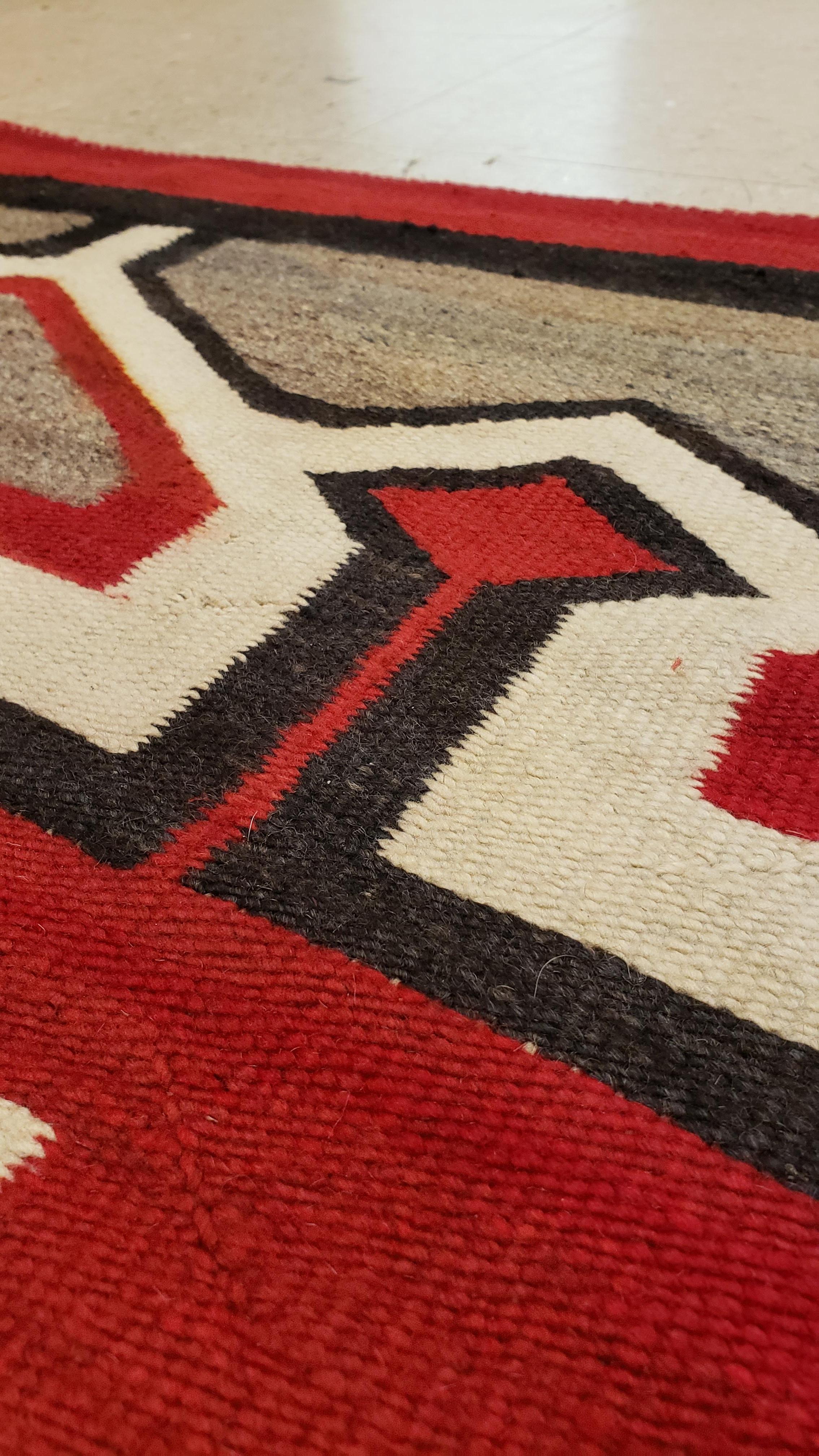 Antique Navajo Rug, Handmade Wool Oriental Rug, Red, Beige and Brown In Excellent Condition In Port Washington, NY