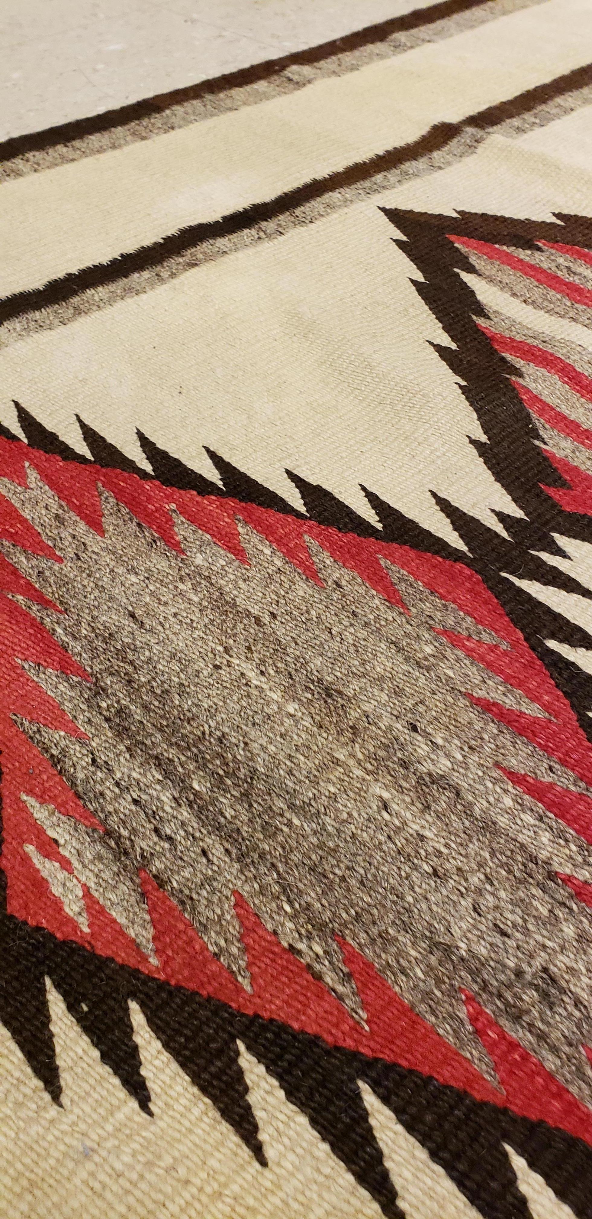 Early 20th Century Antique Navajo Rug, Handmade Wool Oriental Rug, Red, Beige and Brown