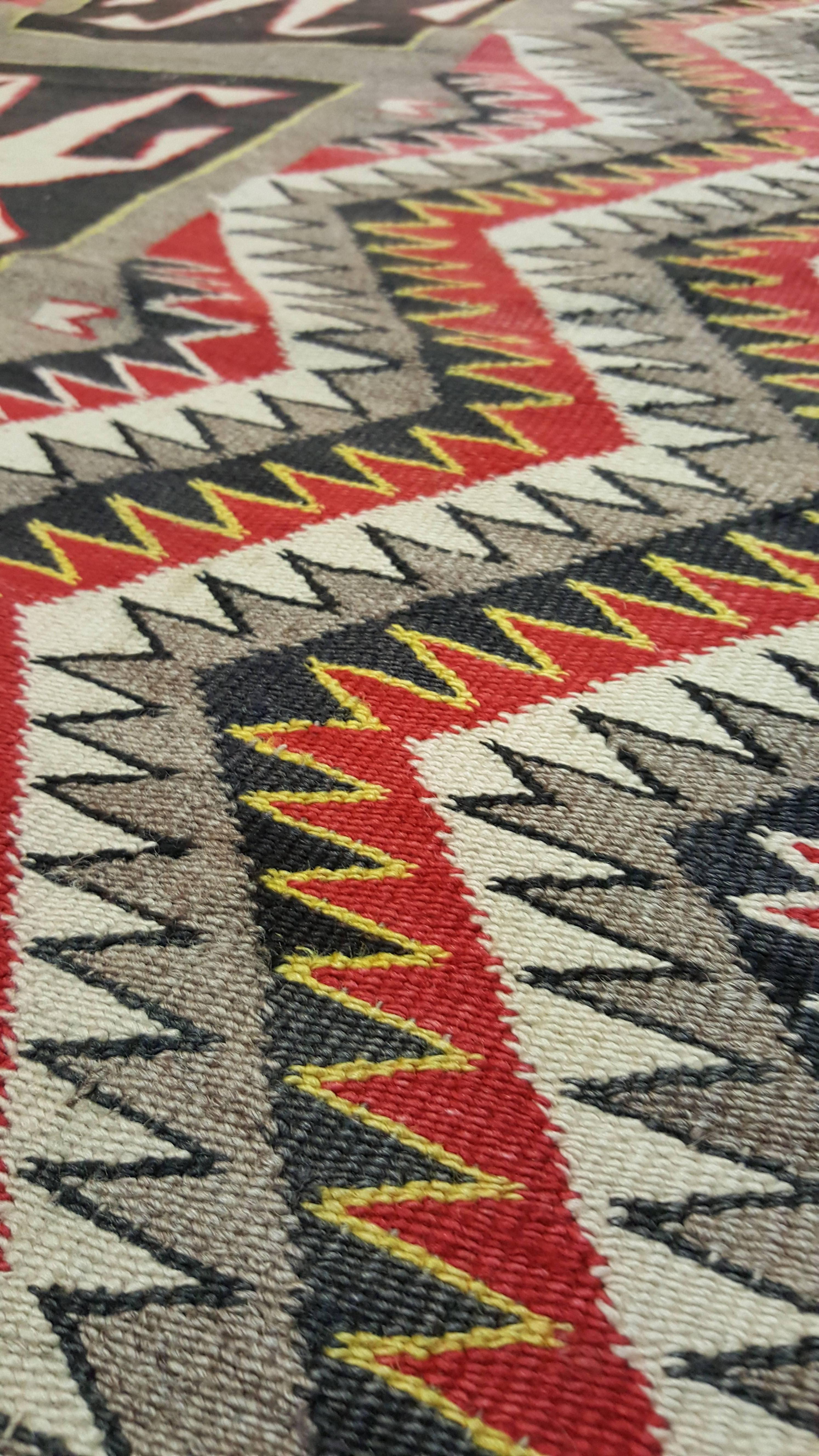Antique Navajo Rug, Handmade Wool Oriental Rug, Red, Beige and Brown In Good Condition In Port Washington, NY