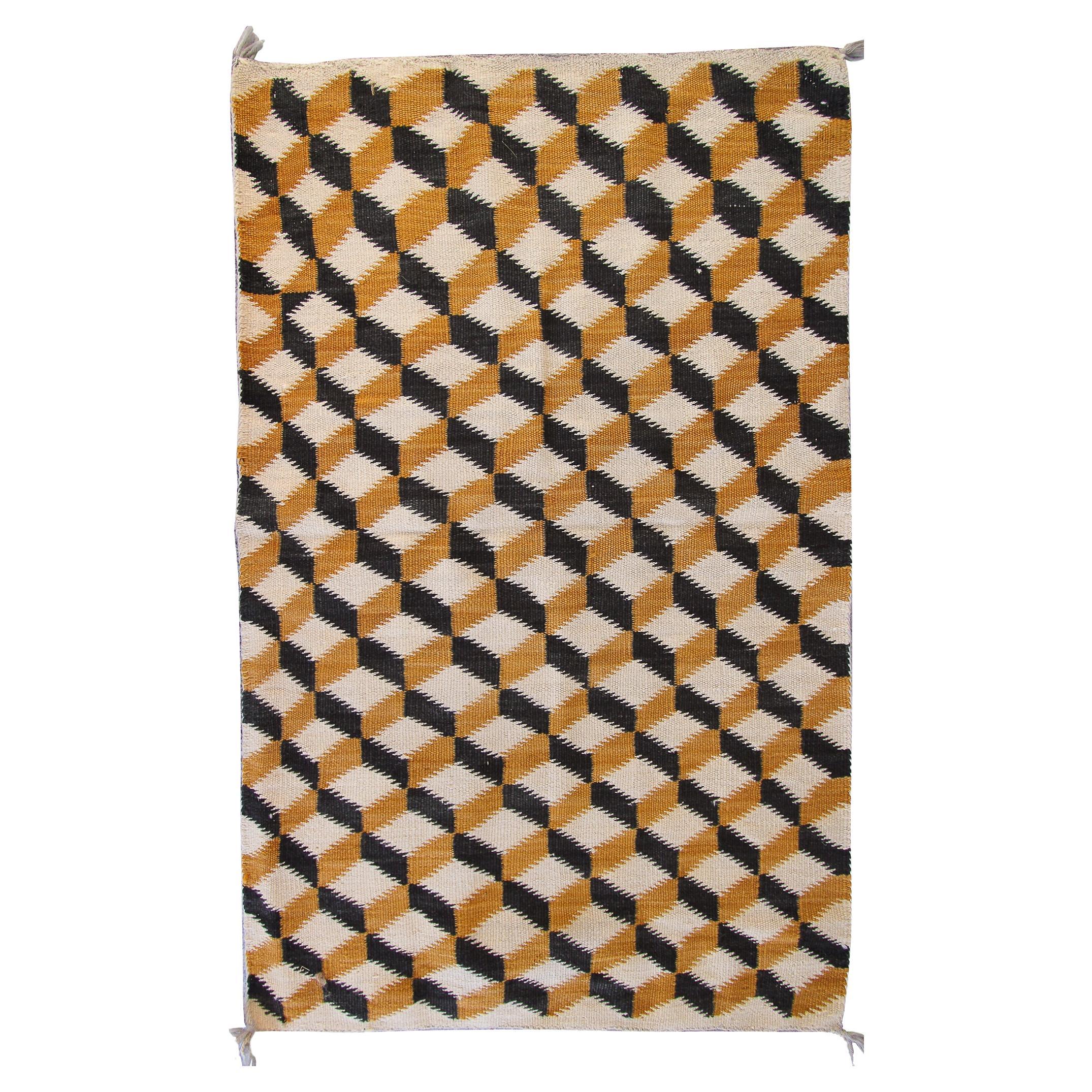 Antique Navajo Rug Rare Trellis Rug Optical Antique Handwoven Tapestry For  Sale at 1stDibs