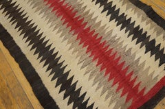 1930s Red Black Ivory Antique American Navajo Eye Dazzler Rug 3'1" x 4'7" Carpet