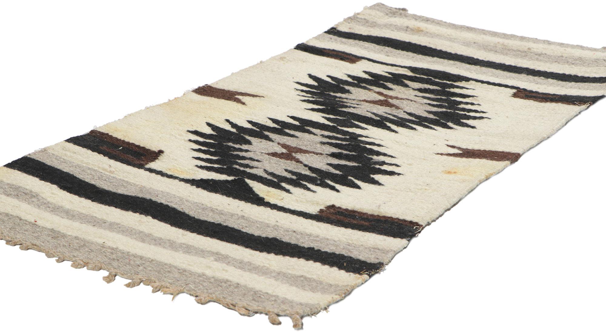 78292 Antique Navajo-Style Rug, 01'07 x 03'02. Whether placed on the floor or hung on the wall as artwork, this Navajo-style textile is perfect for a home office, small space, reading nook, foyer, entryway, study, studio, den, bedroom, home library,