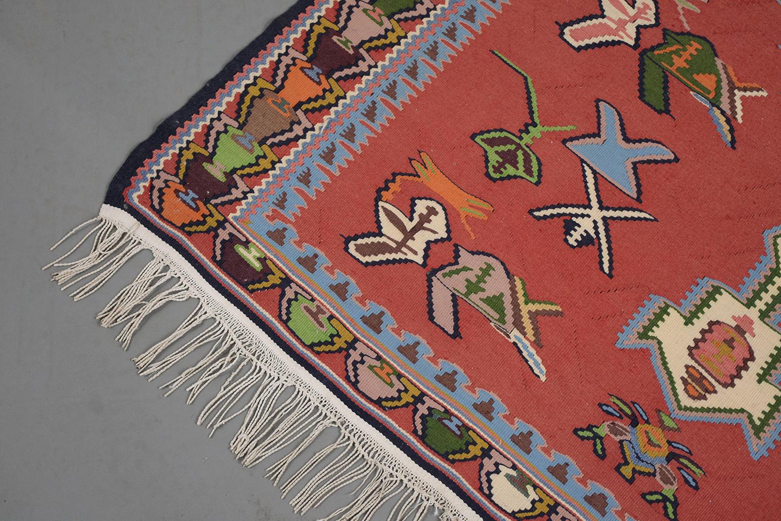 American Antique Handwoven Navajo Transitional Rug with Traditional Cross-Shape Pattern For Sale