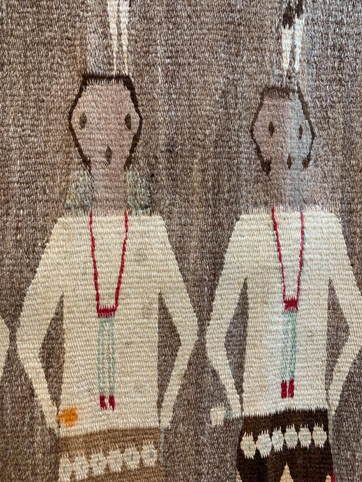 Wool Antique Navajo Yei Rug