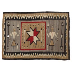 Antique Navajo Yei Rug, Oriental Rug, Handmade Wool Rug, Gray, Red and Caramel
