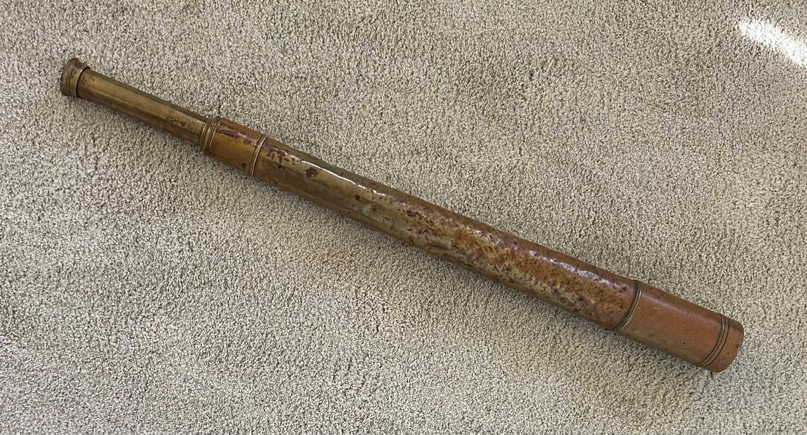 Antico telescopio navale marittimo in ottone di Kelvin White & Hutton per la USS Cheyenne in vendita 3