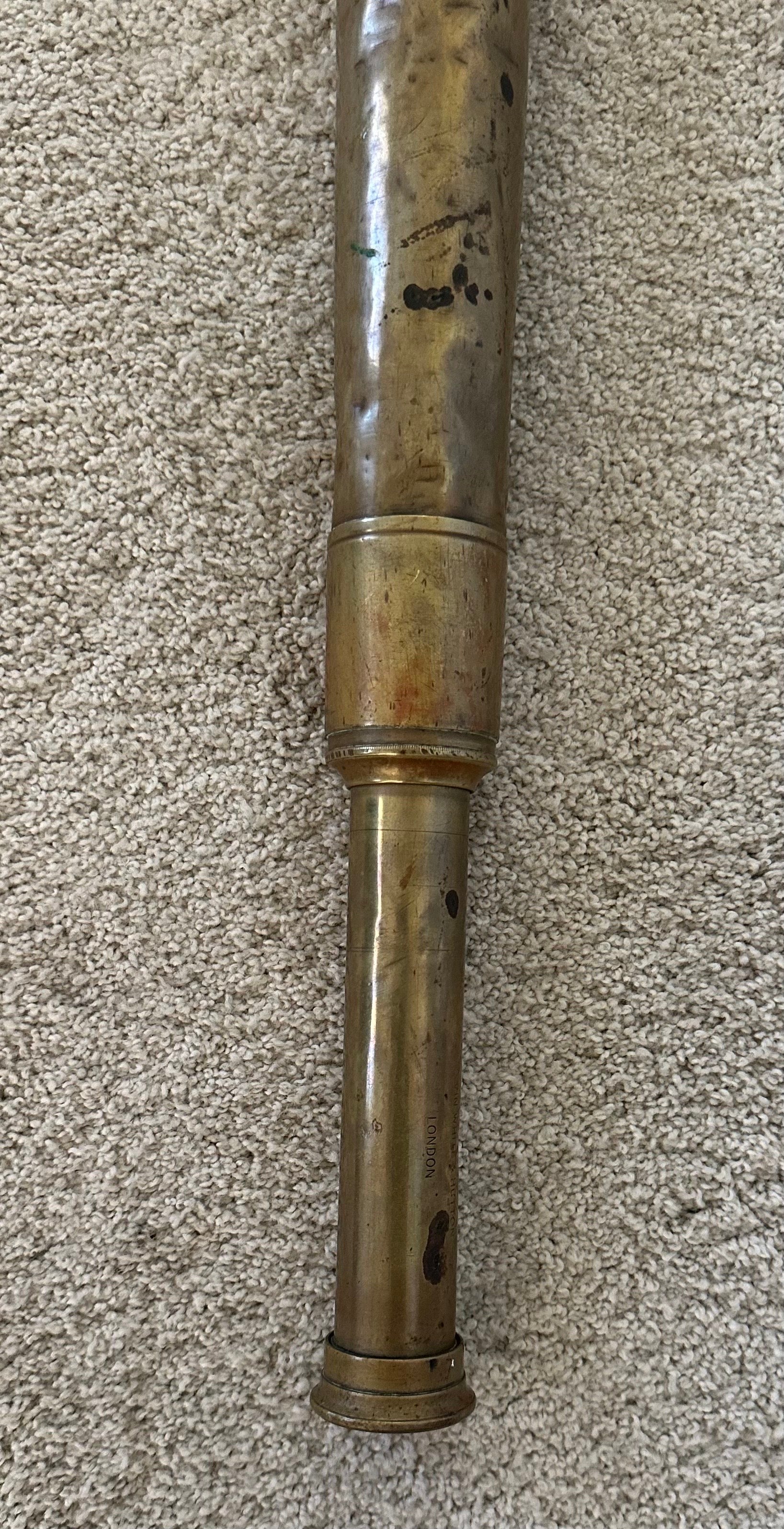 Antico telescopio navale marittimo in ottone di Kelvin White & Hutton per la USS Cheyenne in vendita 4