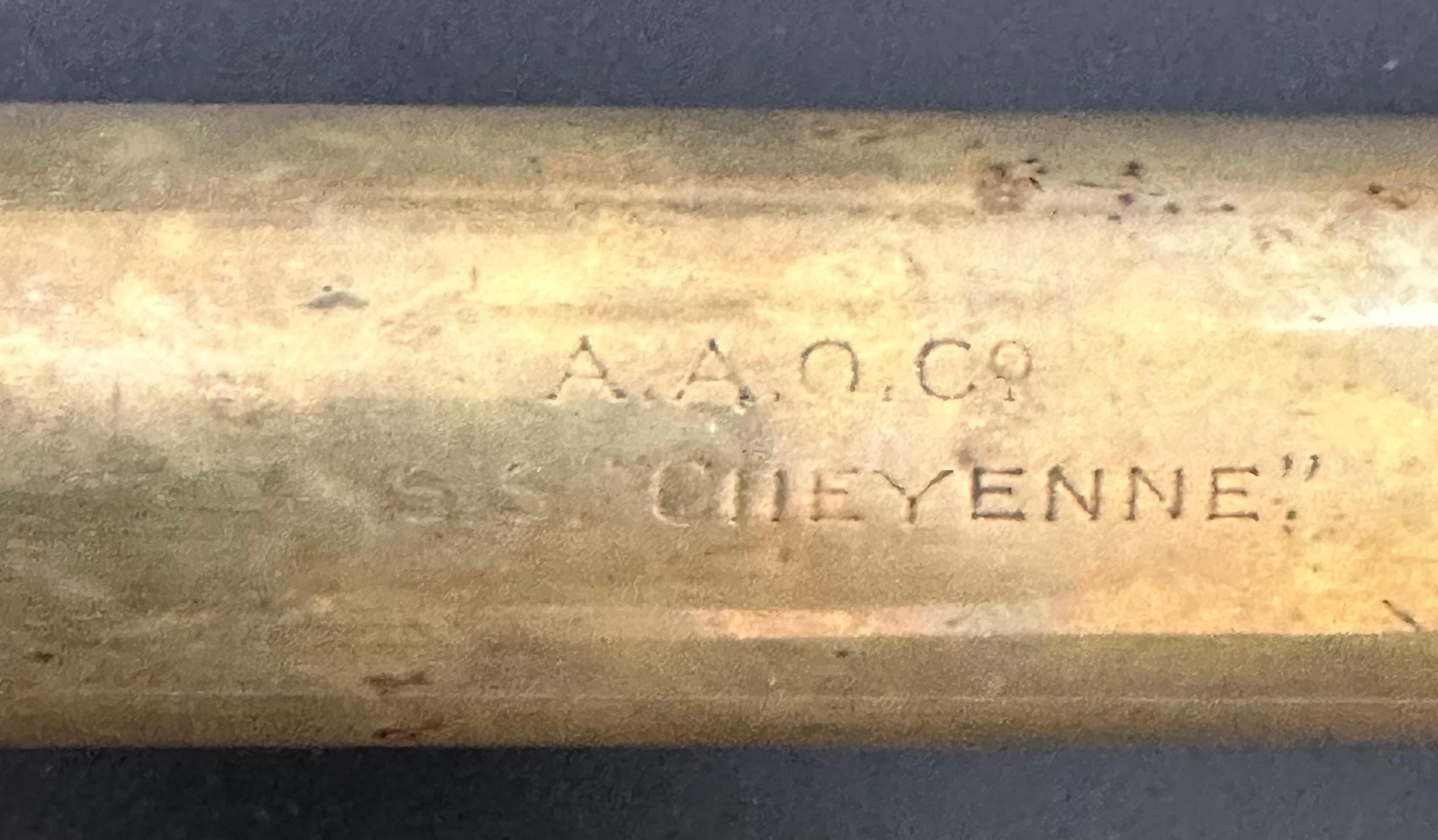 Antico telescopio navale marittimo in ottone di Kelvin White & Hutton per la USS Cheyenne in vendita 7