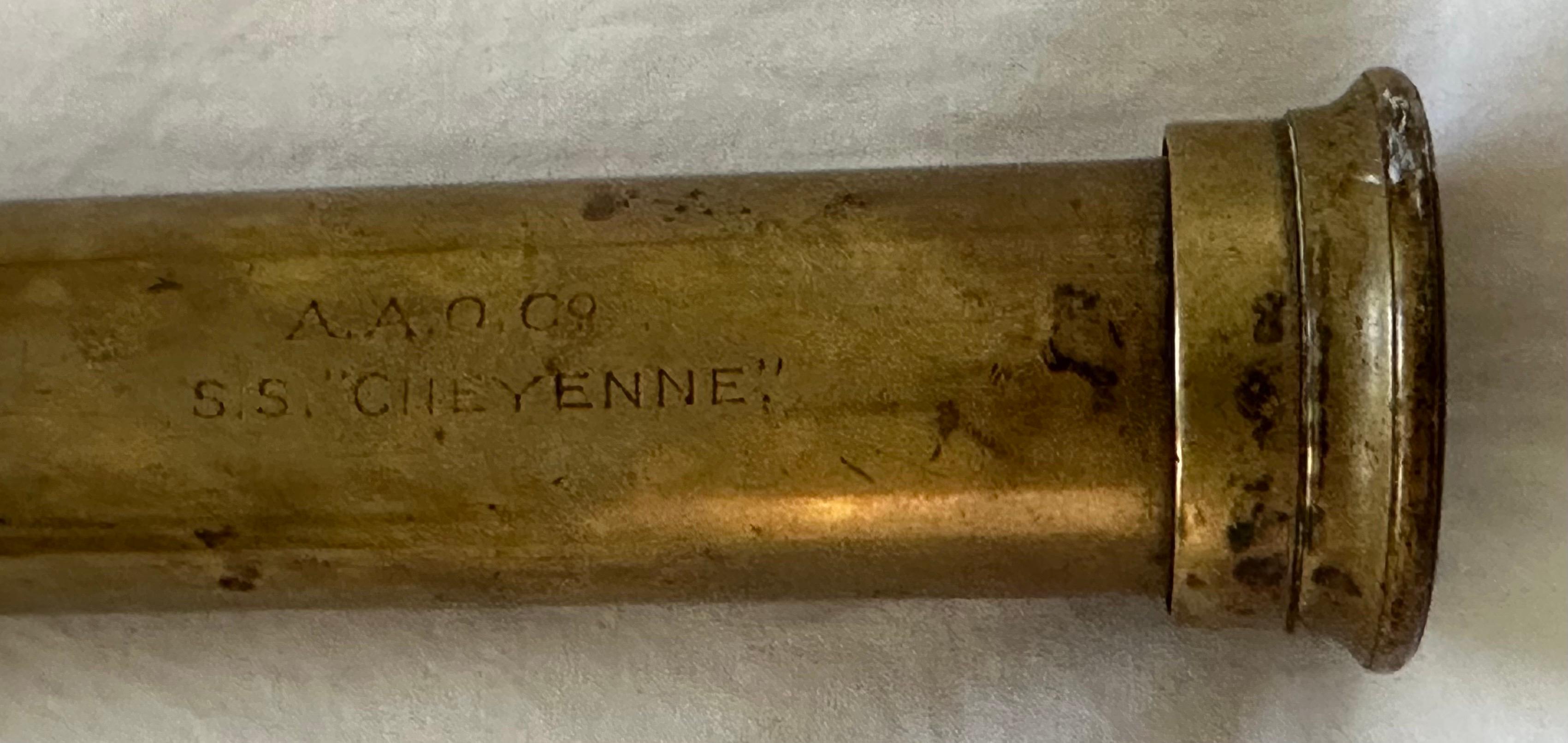 Antico telescopio navale marittimo in ottone di Kelvin White & Hutton per la USS Cheyenne in vendita 10