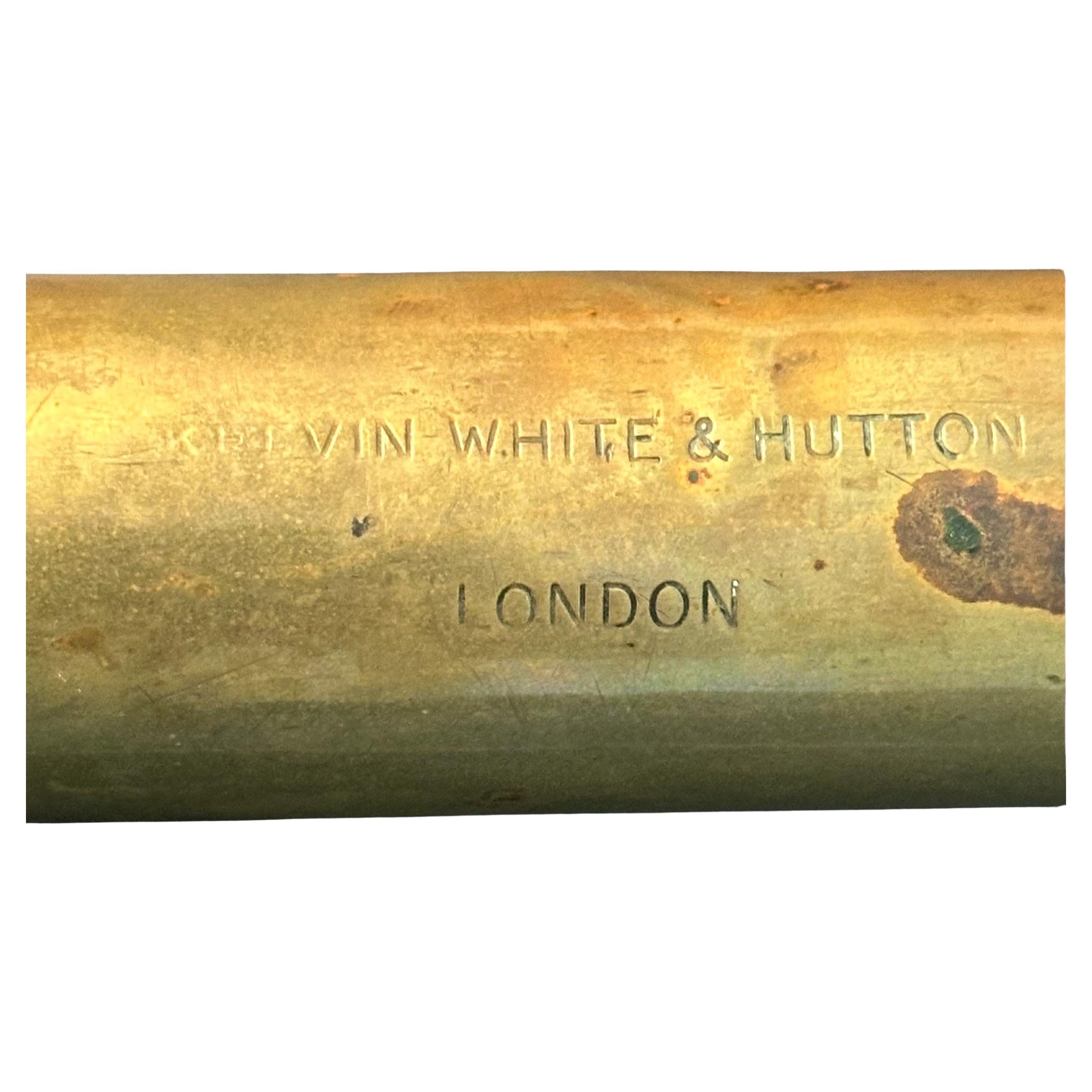 Antico telescopio navale marittimo in ottone di Kelvin White & Hutton per la USS Cheyenne In condizioni discrete in vendita a San Diego, CA