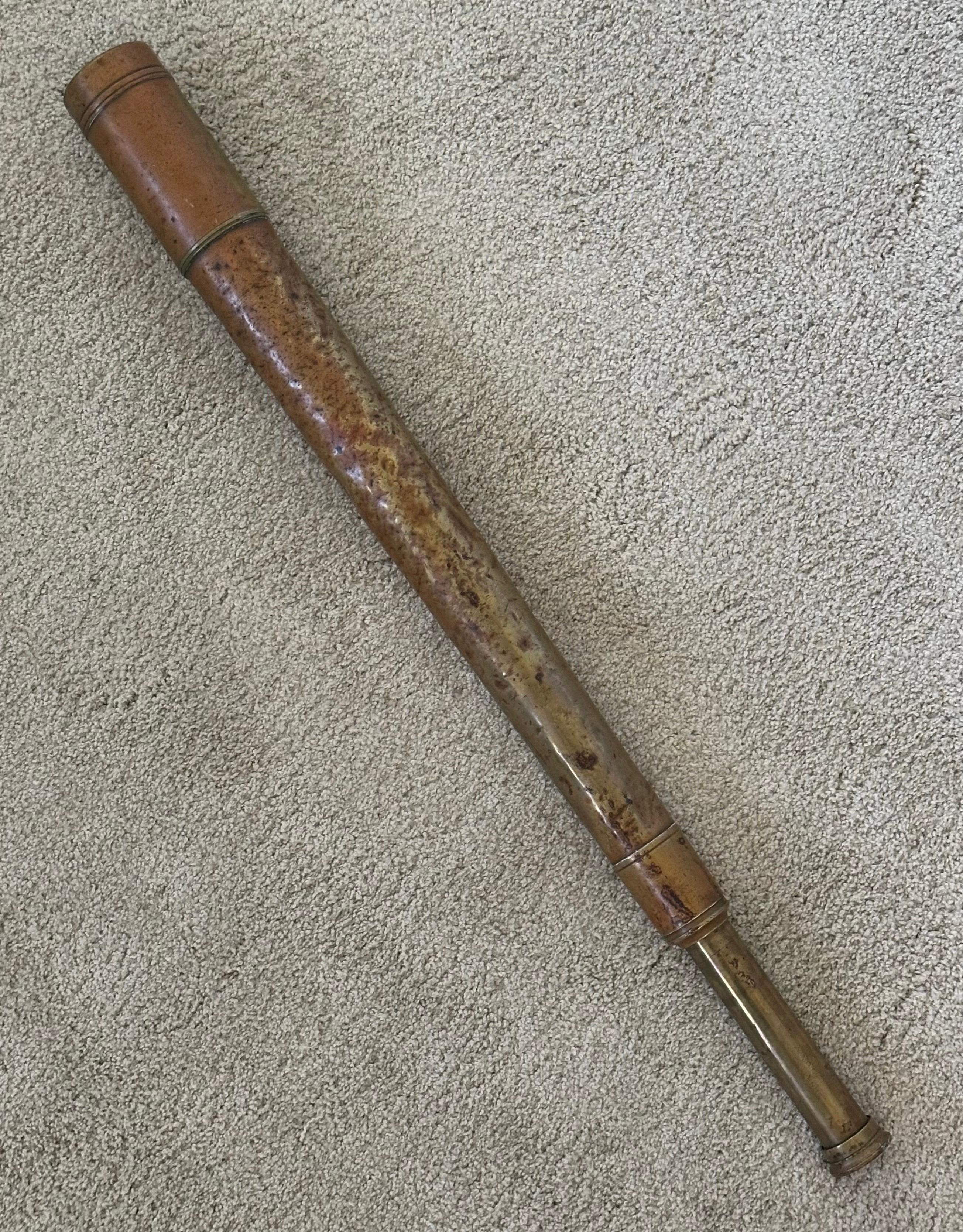 Antico telescopio navale marittimo in ottone di Kelvin White & Hutton per la USS Cheyenne in vendita 2