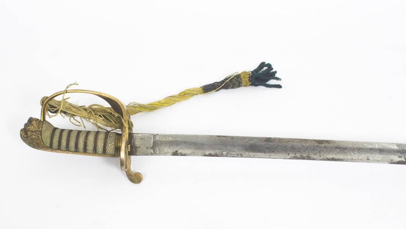 Antique Naval Officers Sword by Henry Wilkinson , 19th Century 6