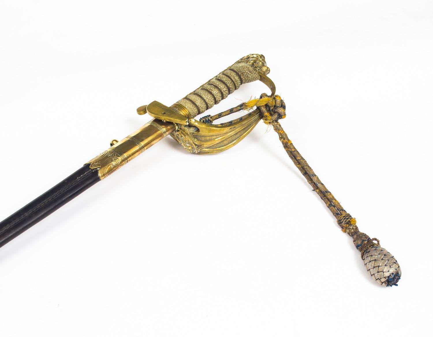 Antique Naval Officers Sword by Wilkinson, Shagreen, circa 1897 4
