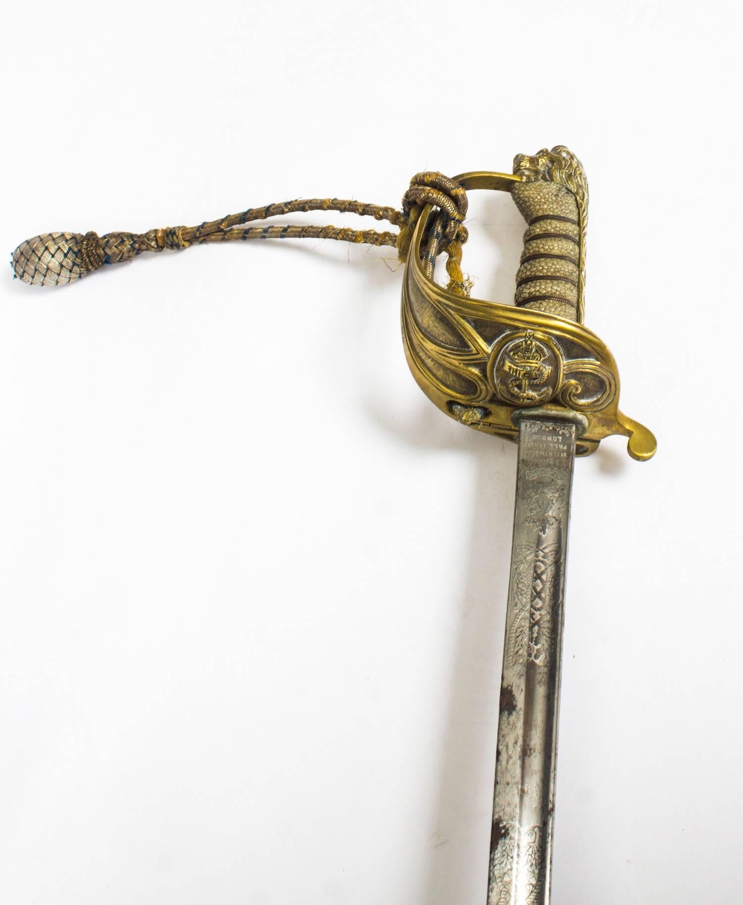 Antique Naval Officers Sword by Wilkinson, Shagreen, circa 1897 7