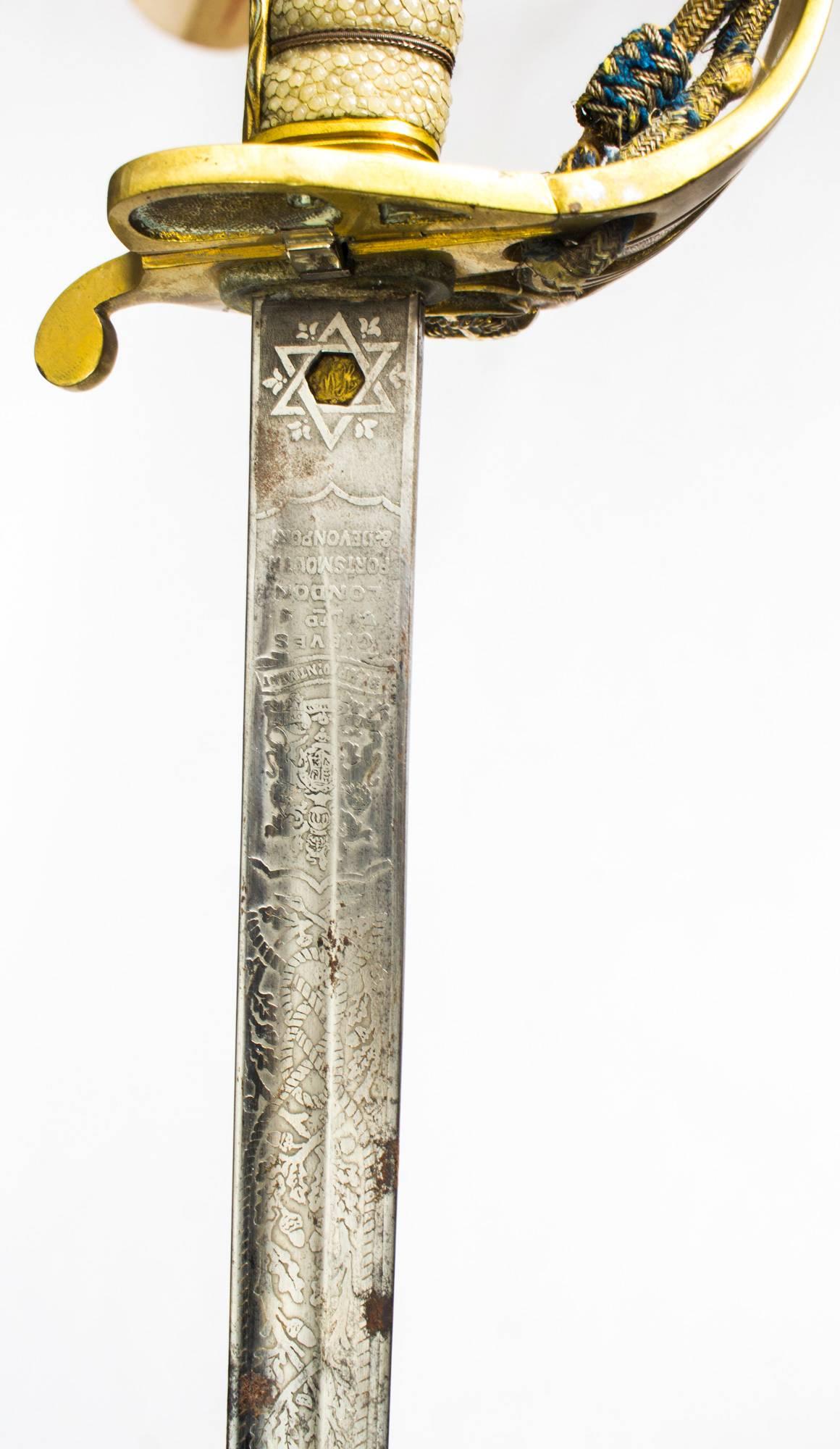 Antique Naval Officers Sword by Wilkinson, Shagreen, circa 1897 9