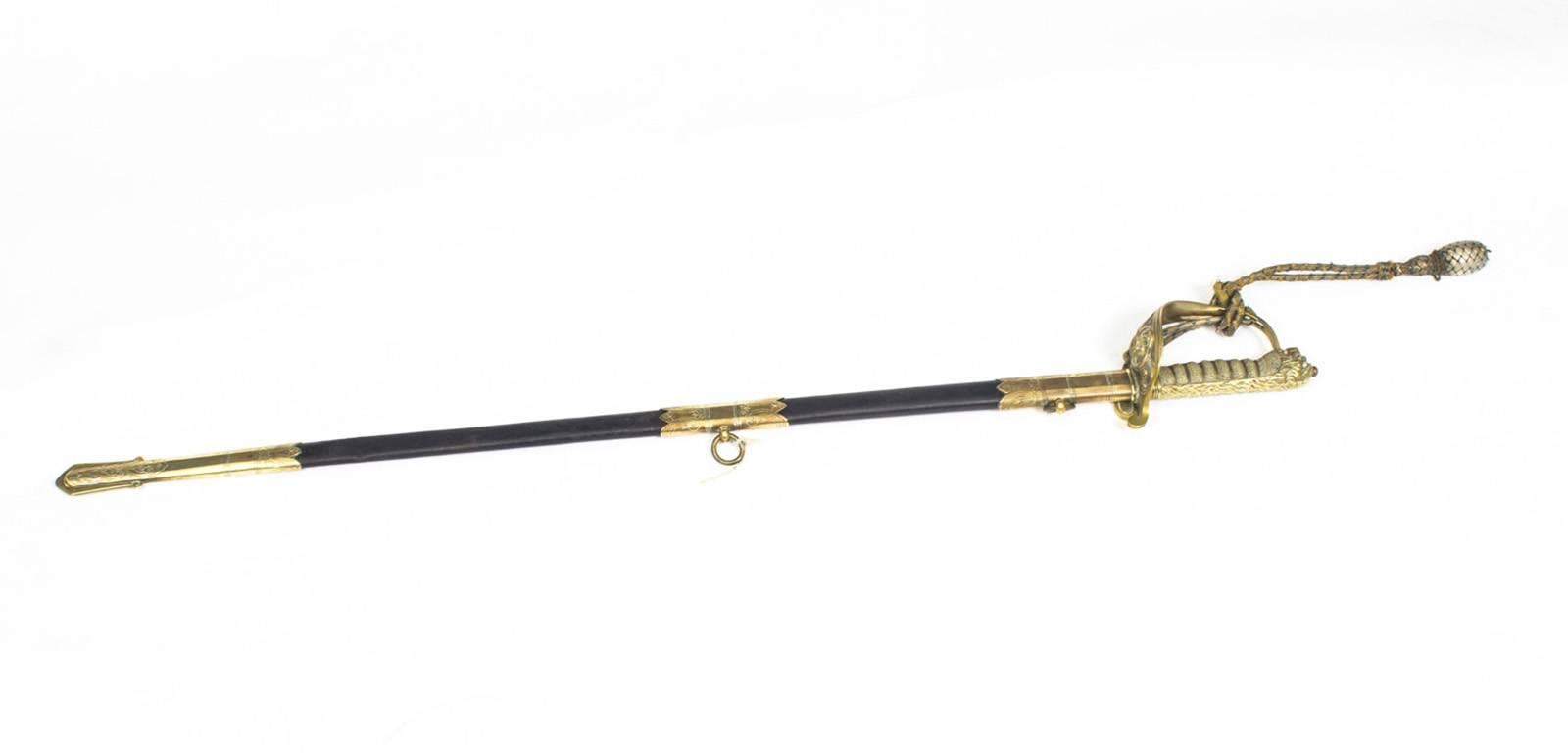 Late 19th Century Antique Naval Officers Sword by Wilkinson, Shagreen, circa 1897