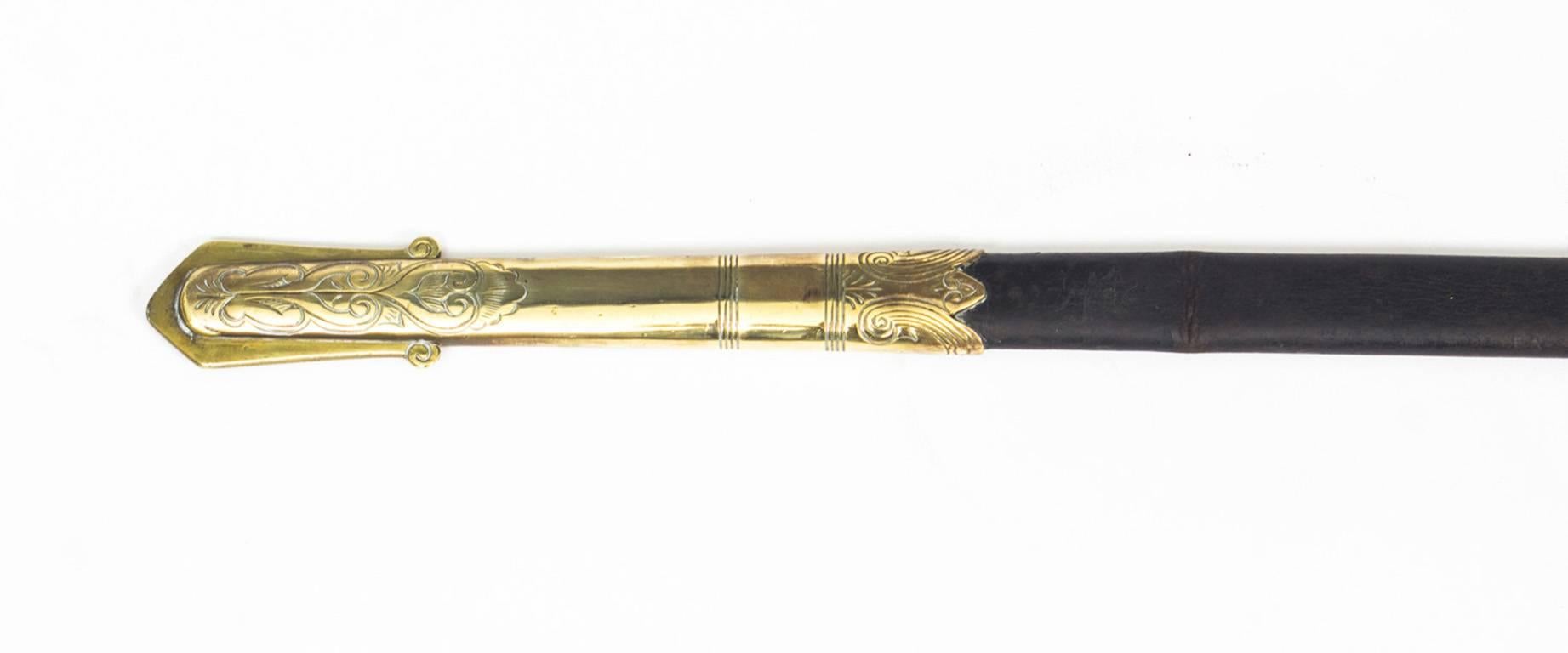 Brass Antique Naval Officers Sword by Wilkinson, Shagreen, circa 1897