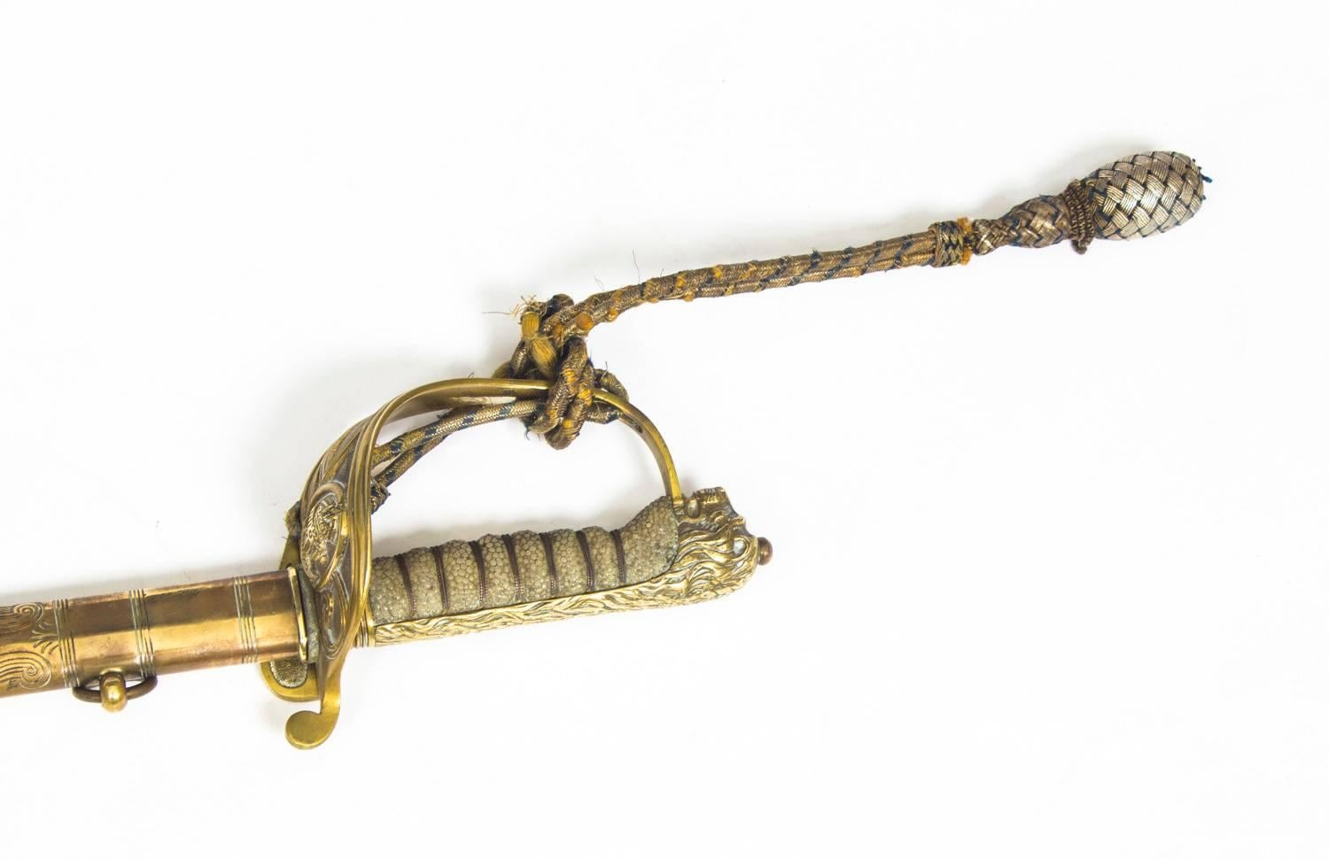 Antique Naval Officers Sword by Wilkinson, Shagreen, circa 1897 2