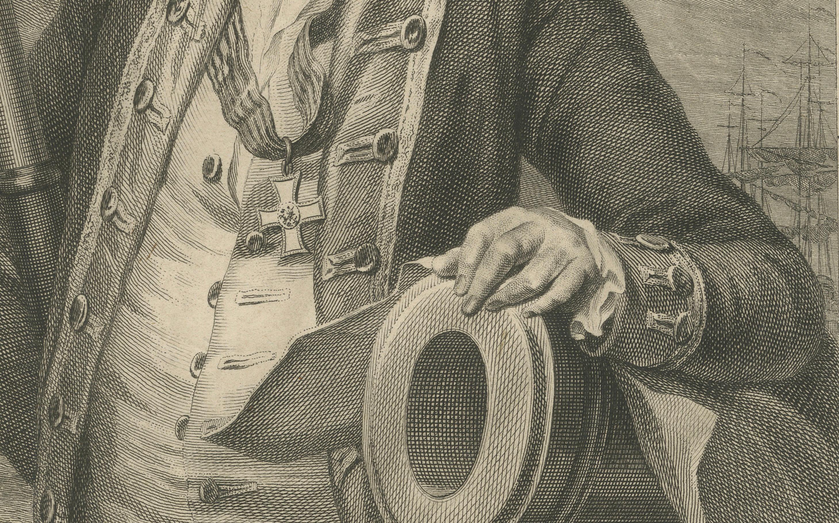 Néerlandais Portrait naval ancien - Jan Hendrik van Kinsbergen, capitaine de navire néerlandais, c.1785 en vente